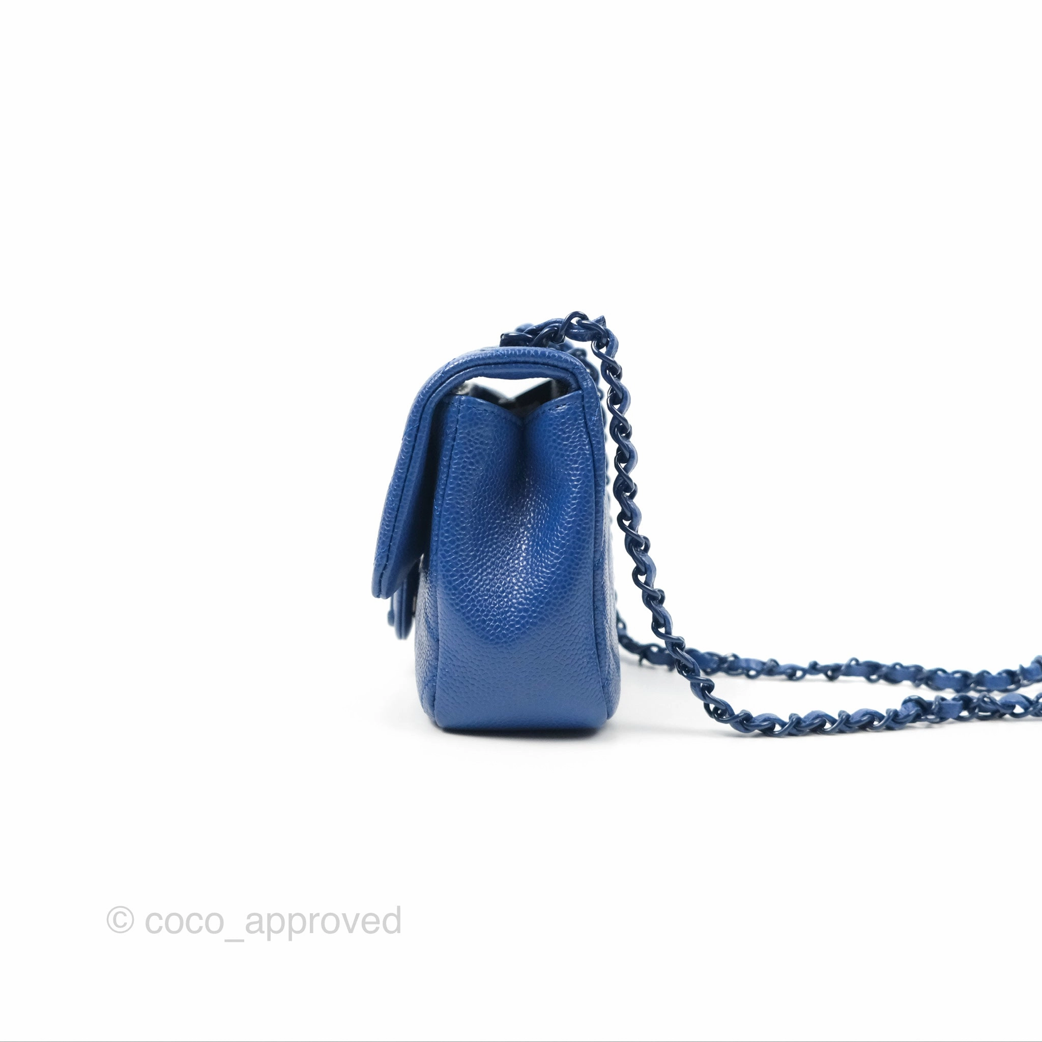 Chanel Quilted Mini Square Flap Bag Dark Blue Caviar Incognito