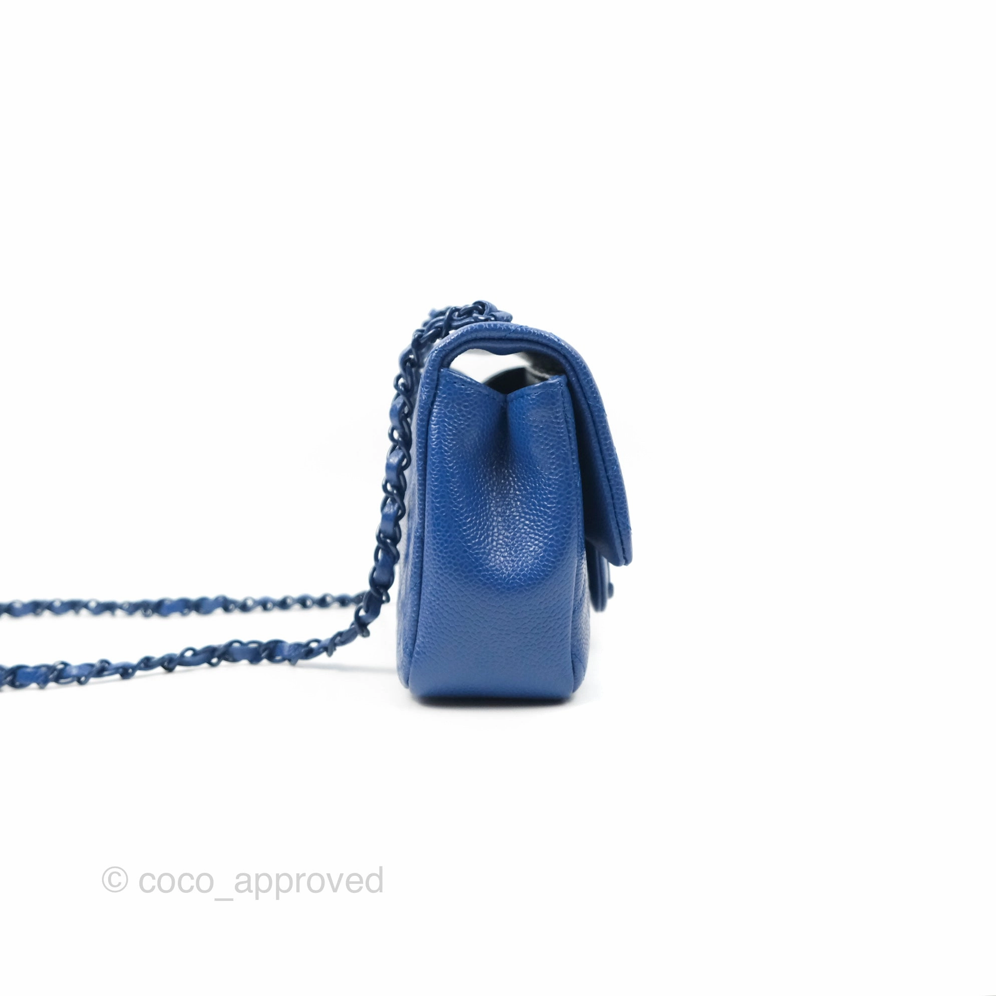 Chanel Quilted Mini Square Flap Bag Dark Blue Caviar Incognito