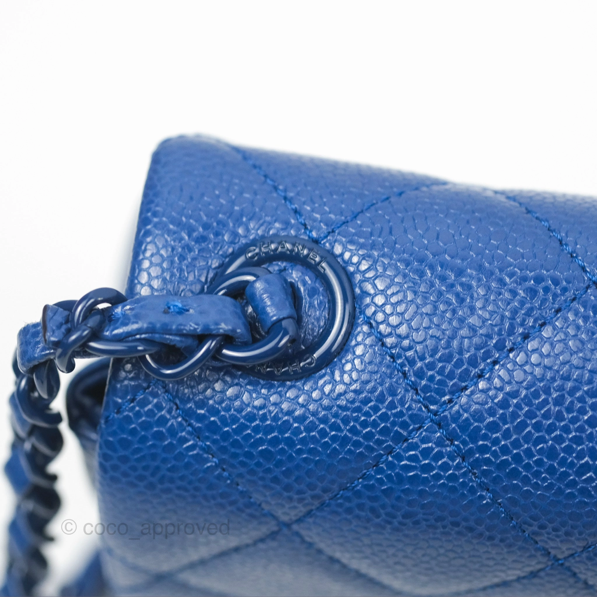 Chanel Quilted Mini Square Flap Bag Dark Blue Caviar Incognito