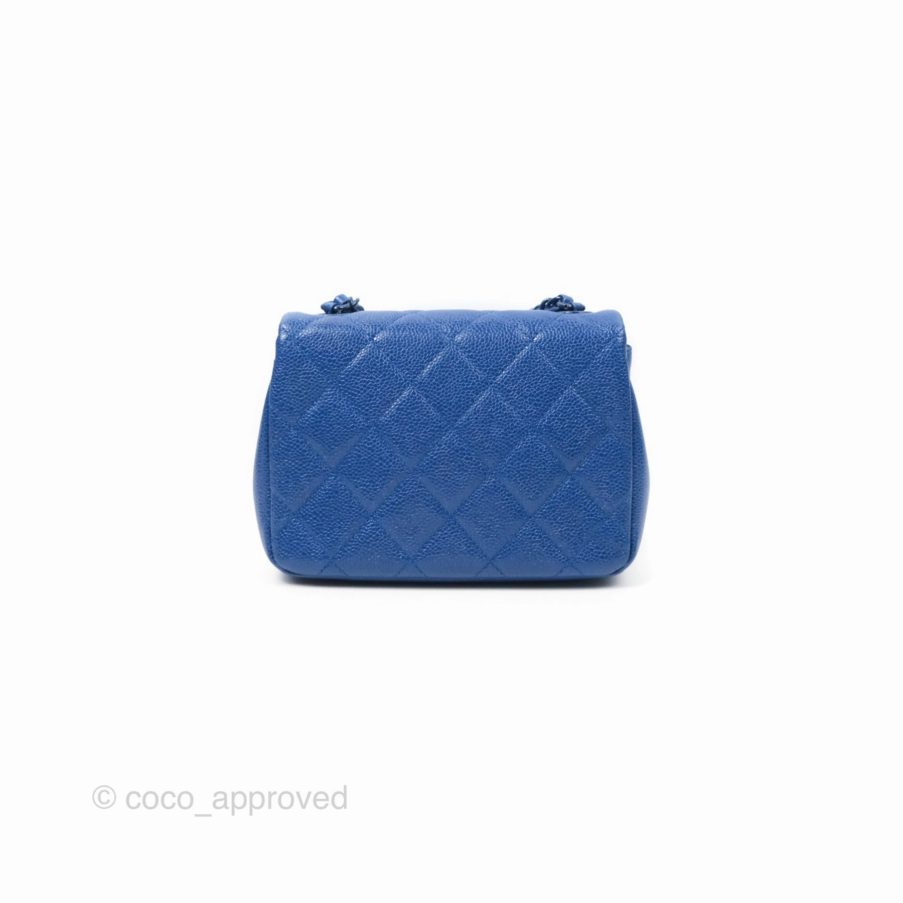 Chanel Quilted Mini Square Flap Bag Dark Blue Caviar Incognito
