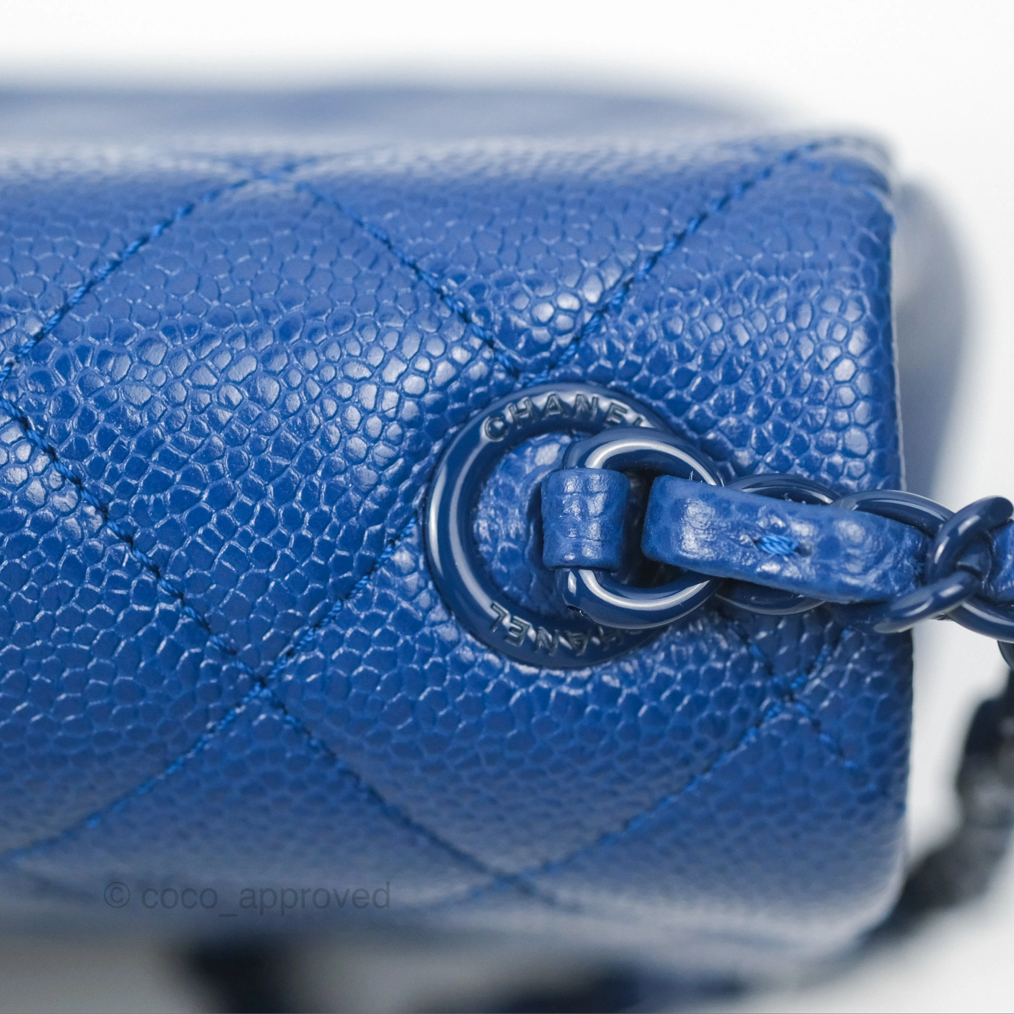 Chanel Quilted Mini Square Flap Bag Dark Blue Caviar Incognito
