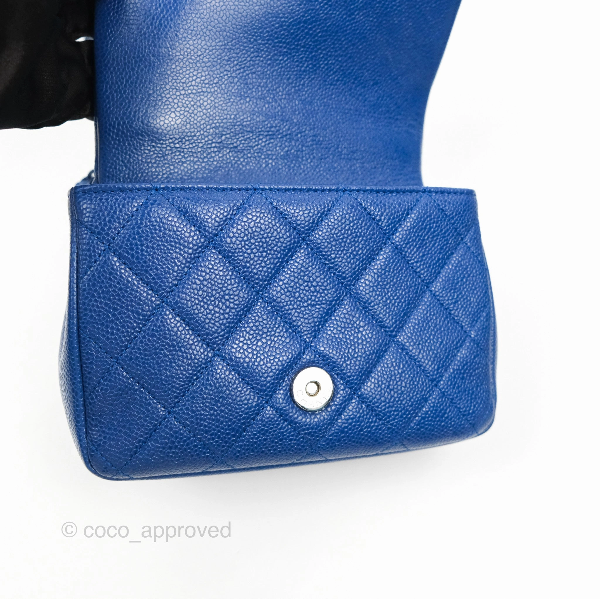 Chanel Quilted Mini Square Flap Bag Dark Blue Caviar Incognito