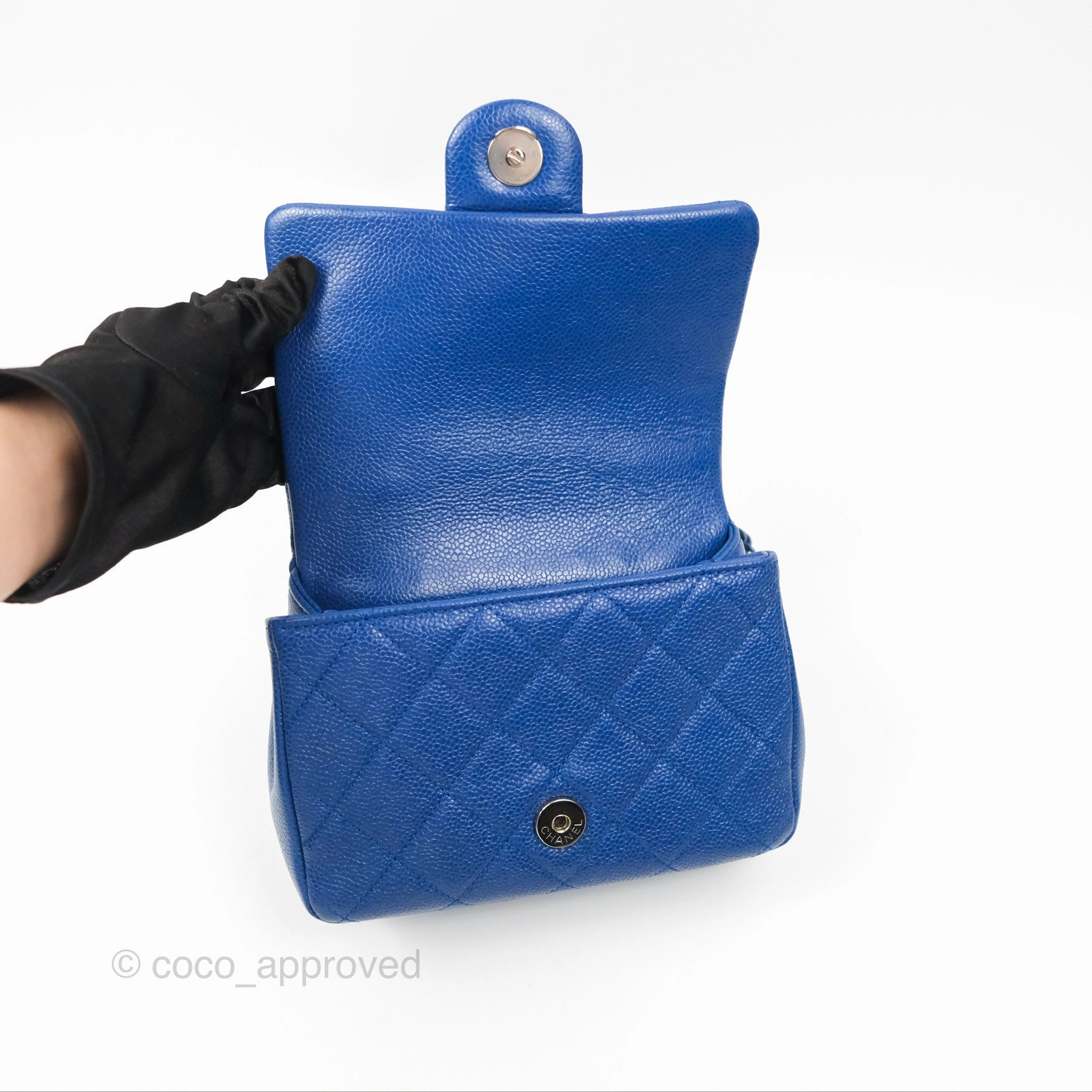 Chanel Quilted Mini Square Flap Bag Dark Blue Caviar Incognito