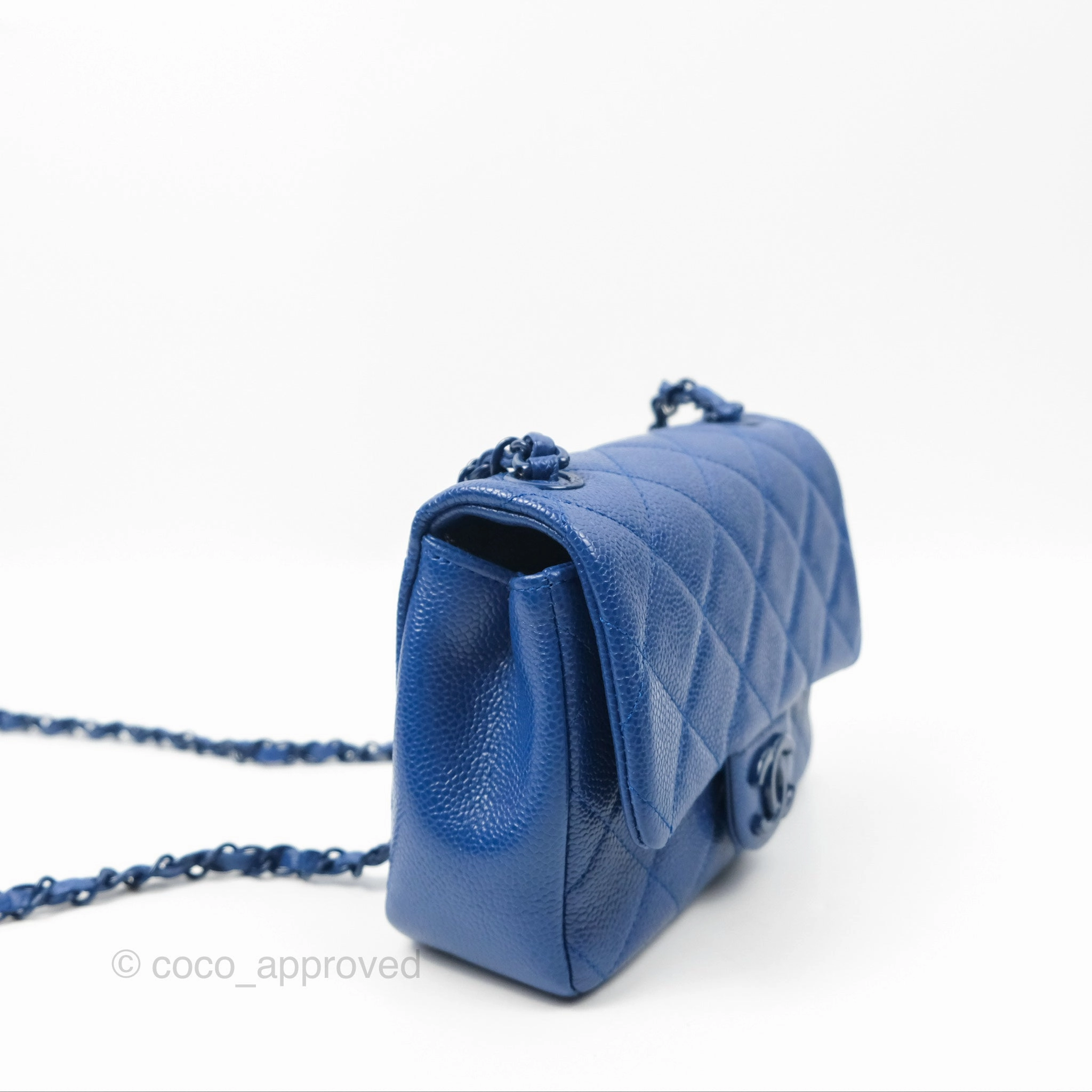Chanel Quilted Mini Square Flap Bag Dark Blue Caviar Incognito