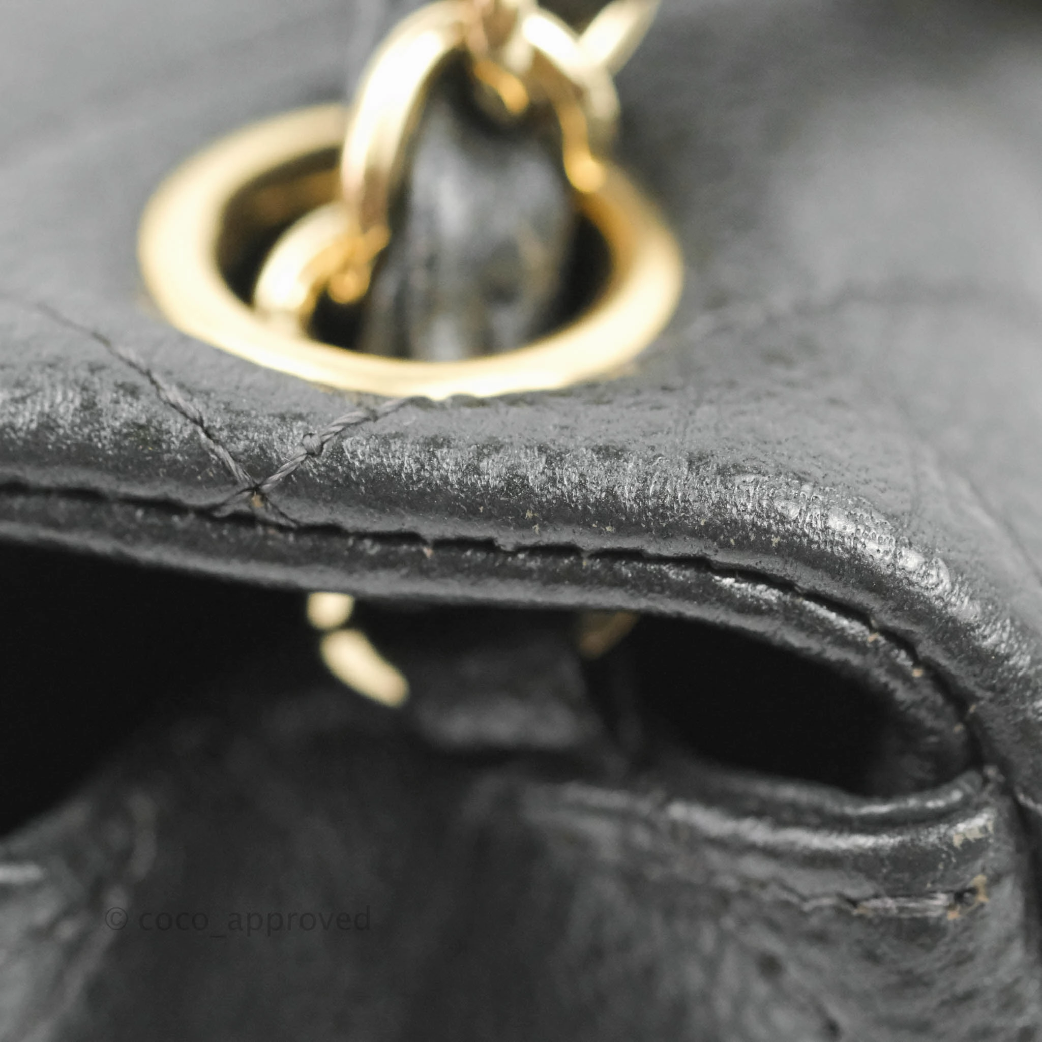Chanel Quilted Mini Square Flap Bag Pearly Black Caviar Gold Hardware