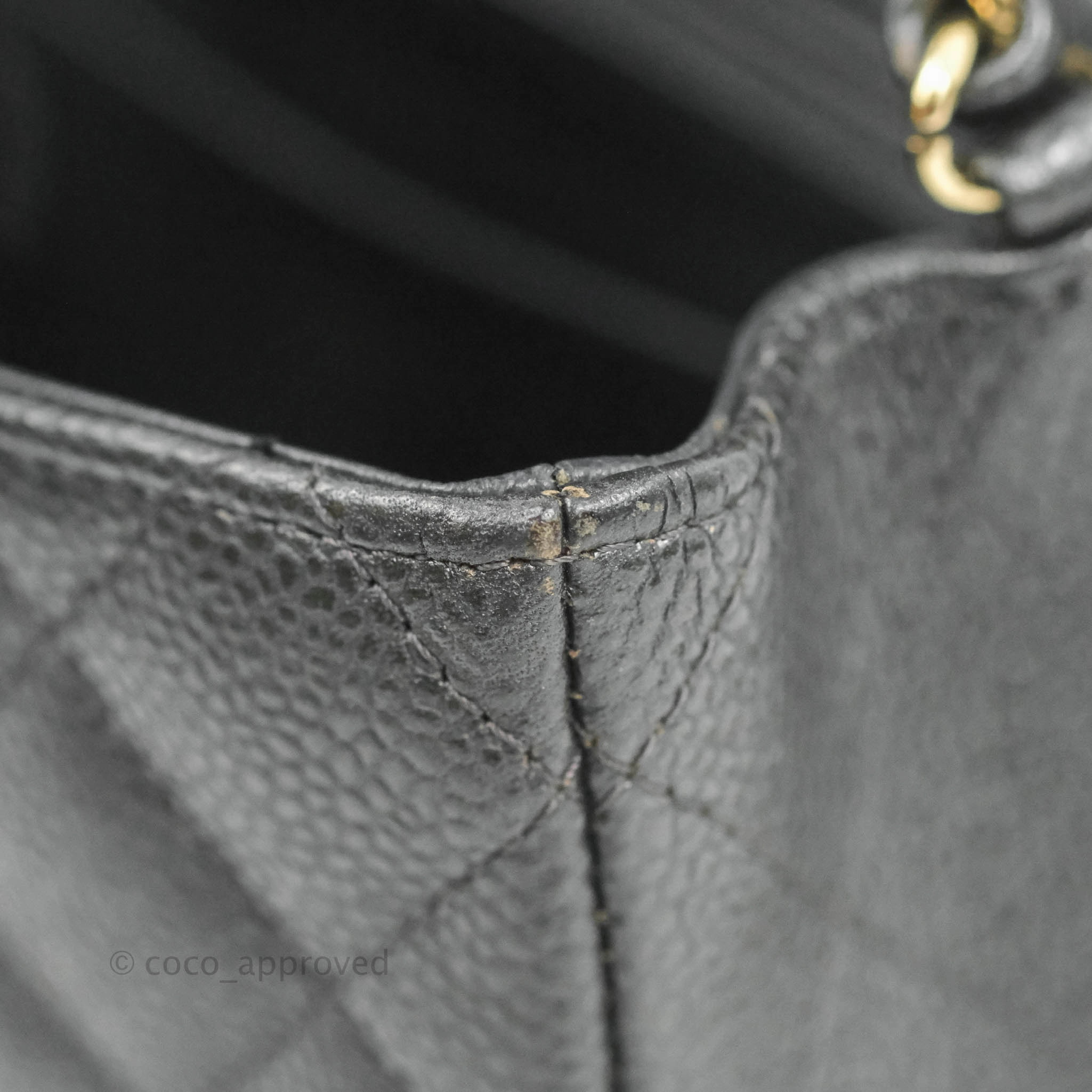 Chanel Quilted Mini Square Flap Bag Pearly Black Caviar Gold Hardware