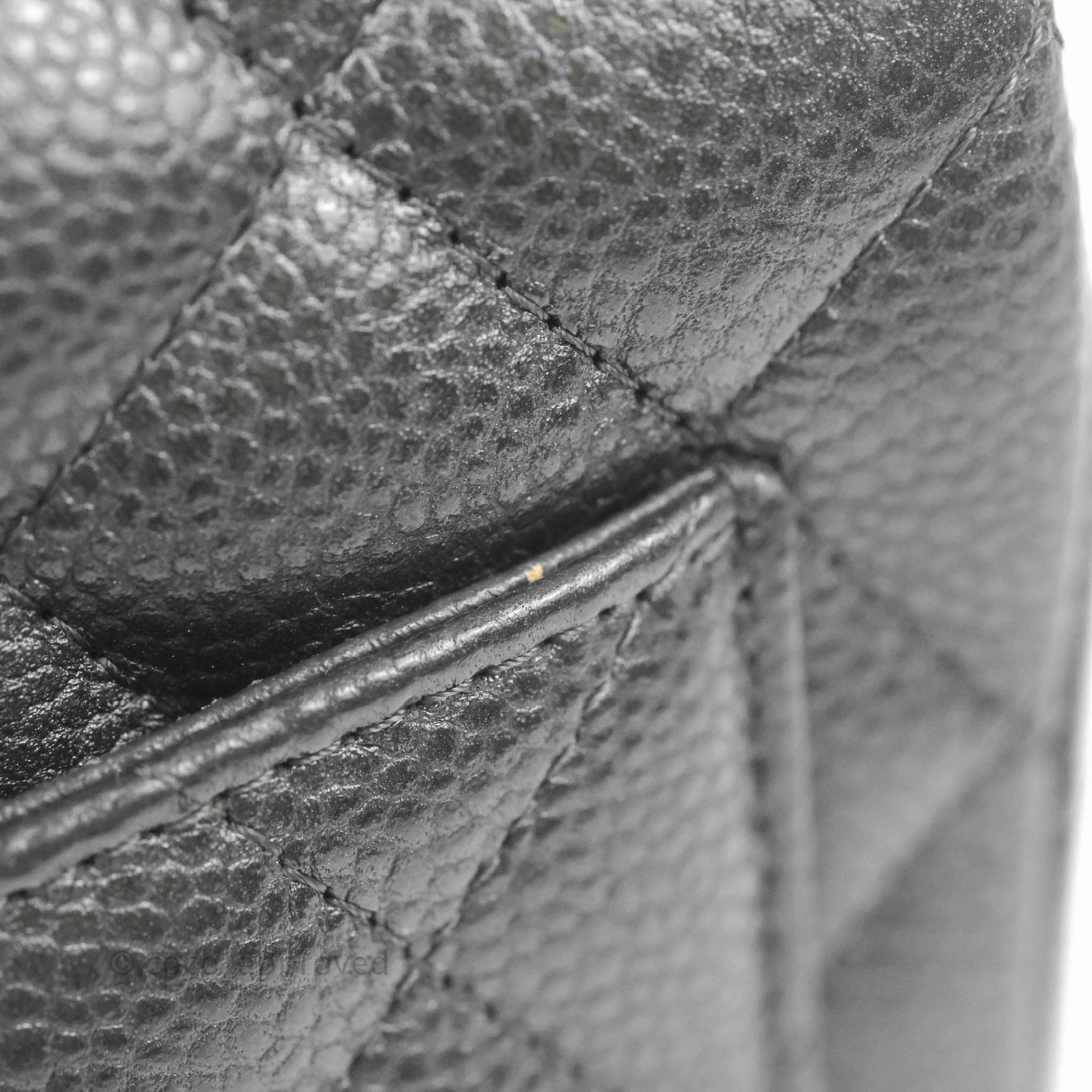 Chanel Quilted Mini Square Flap Bag Pearly Black Caviar Gold Hardware