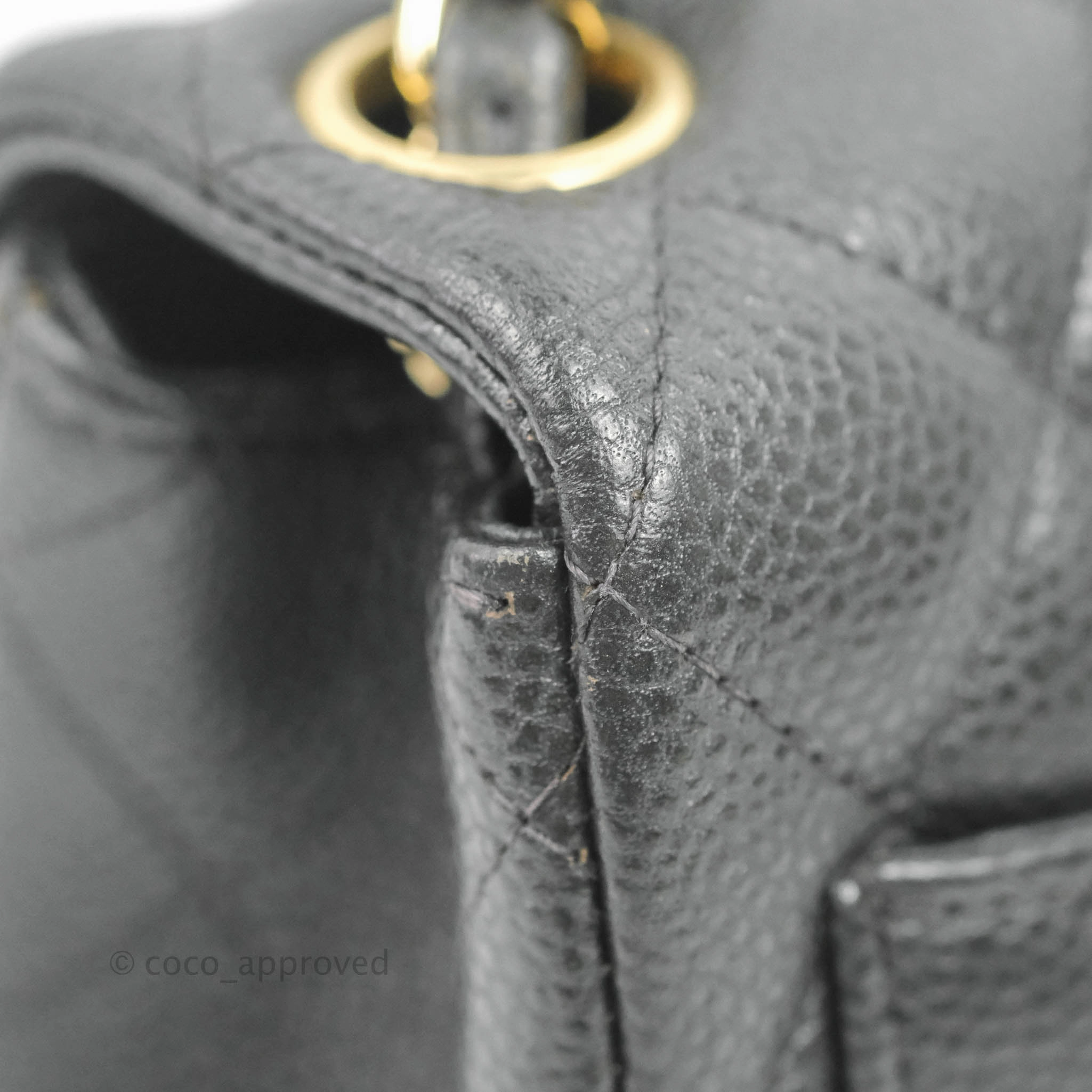 Chanel Quilted Mini Square Flap Bag Pearly Black Caviar Gold Hardware