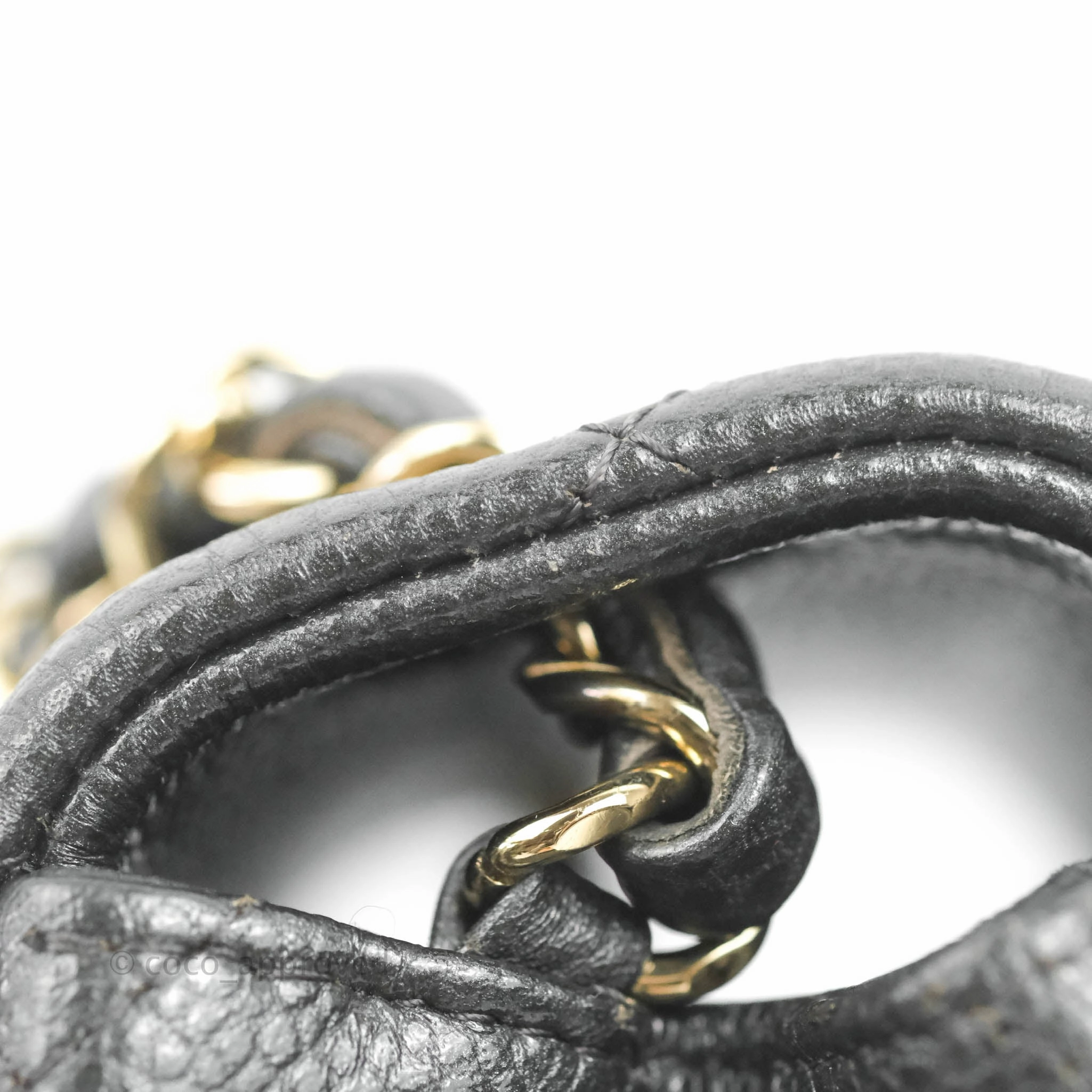 Chanel Quilted Mini Square Flap Bag Pearly Black Caviar Gold Hardware