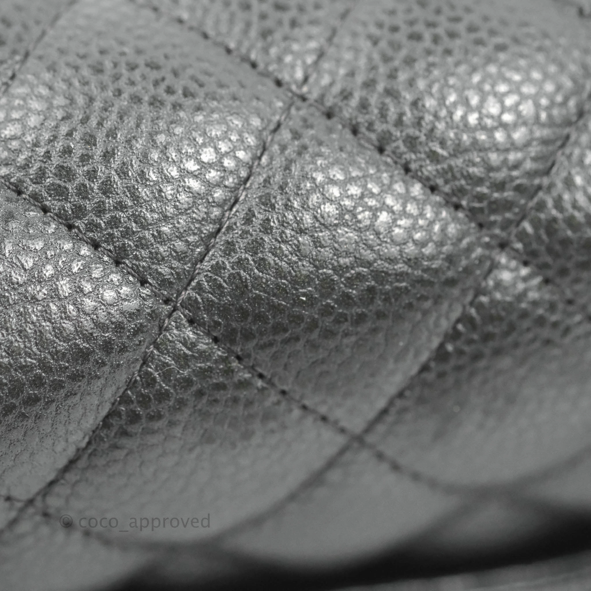 Chanel Quilted Mini Square Flap Bag Pearly Black Caviar Gold Hardware