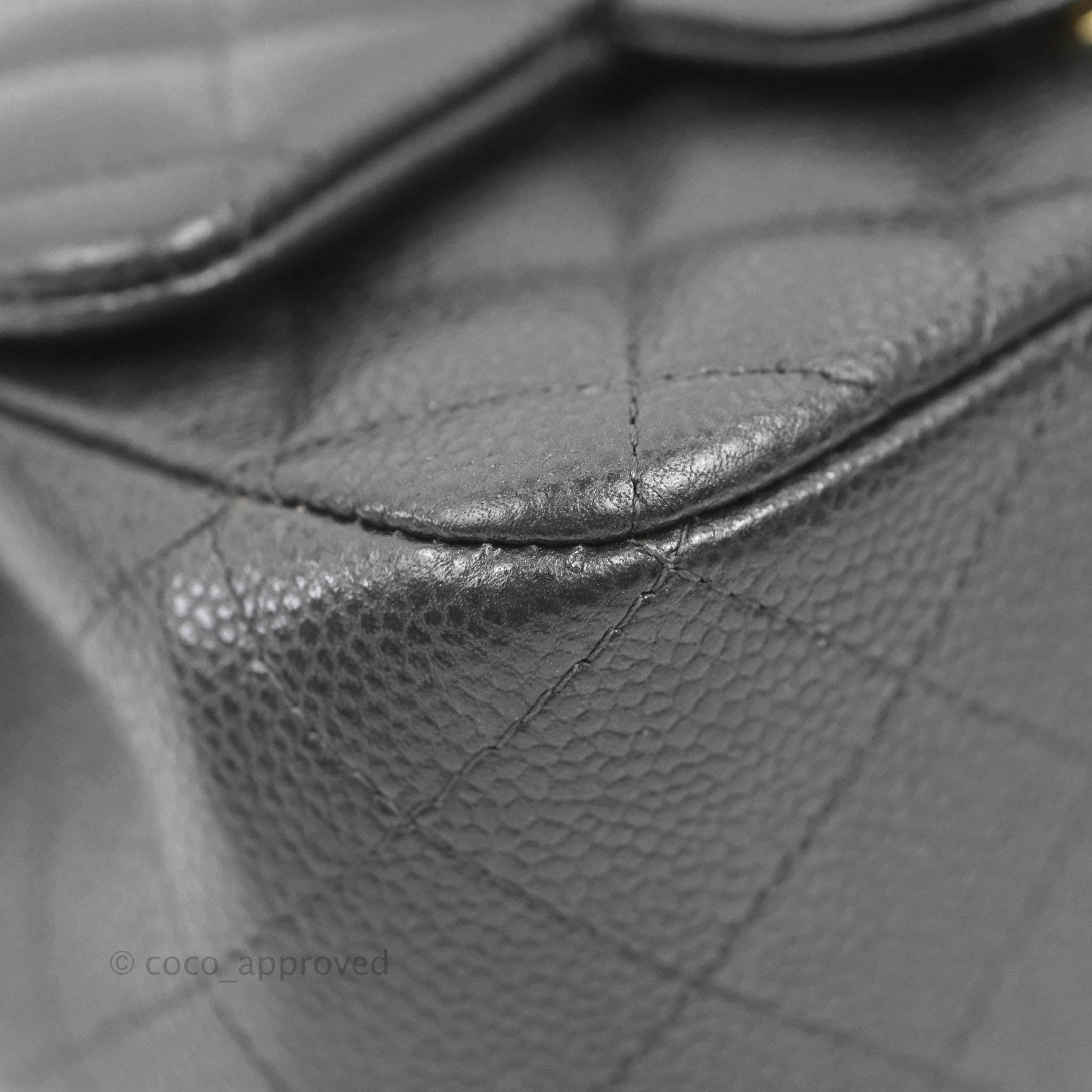 Chanel Quilted Mini Square Flap Bag Pearly Black Caviar Gold Hardware