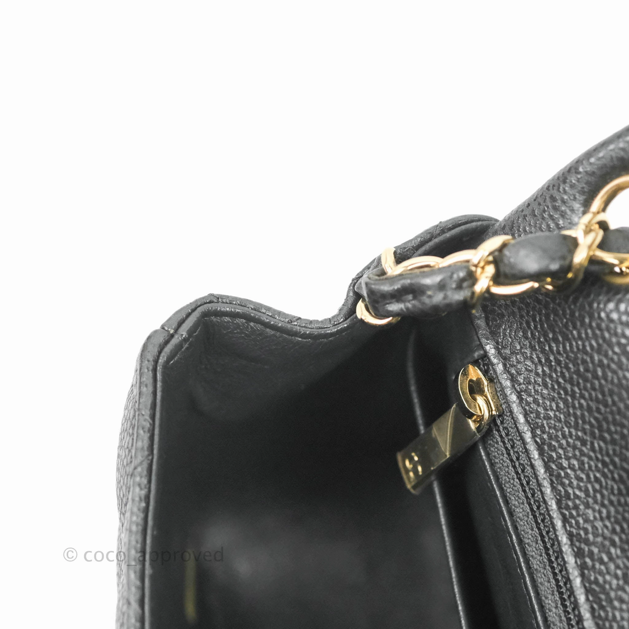 Chanel Quilted Mini Square Flap Bag Pearly Black Caviar Gold Hardware