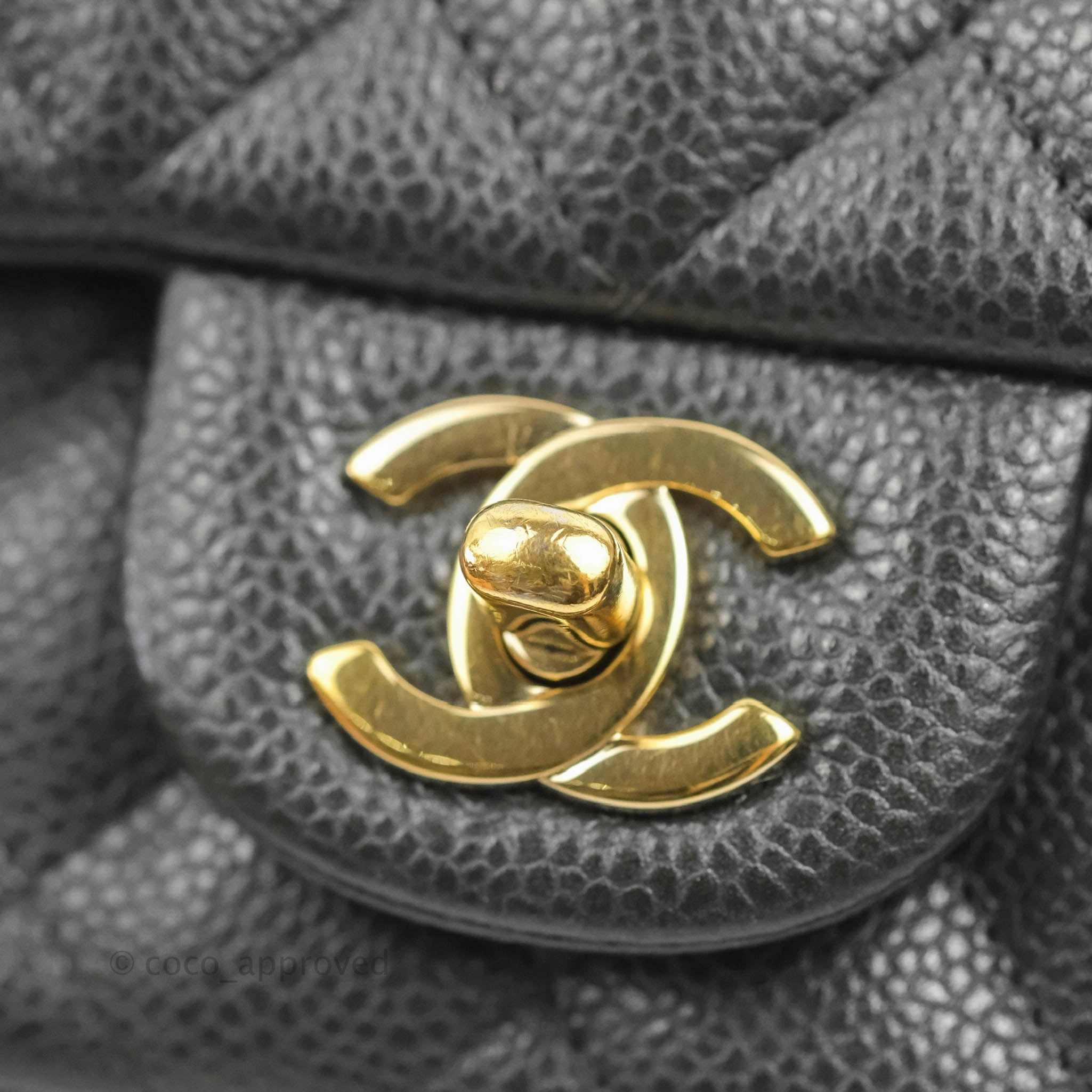 Chanel Quilted Mini Square Flap Bag Pearly Black Caviar Gold Hardware