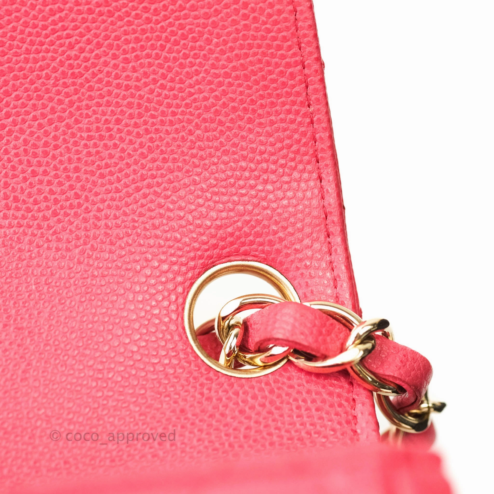 Chanel Quilted Mini Square Iridescent Pink Caviar Gold Hardware 17C