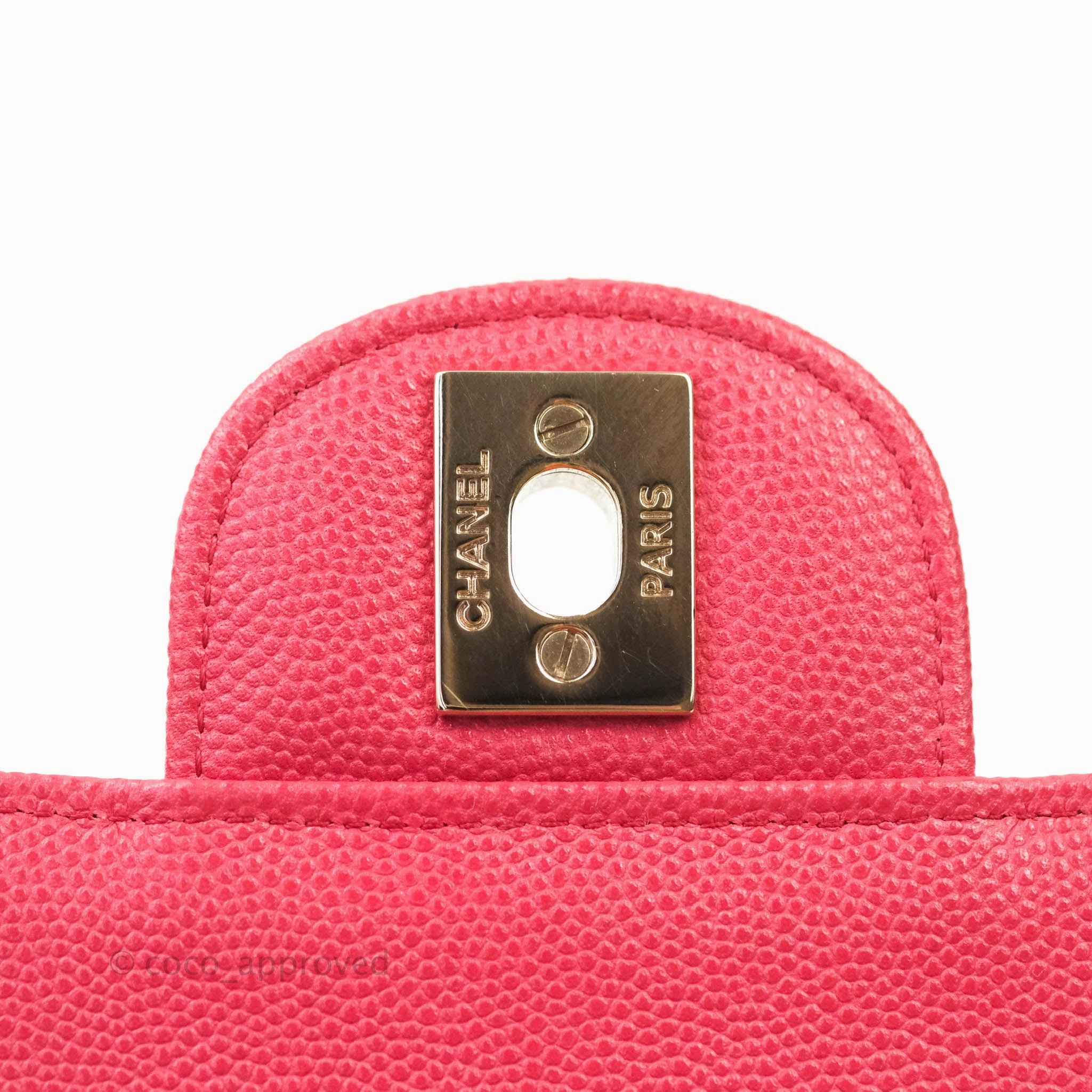 Chanel Quilted Mini Square Iridescent Pink Caviar Gold Hardware 17C