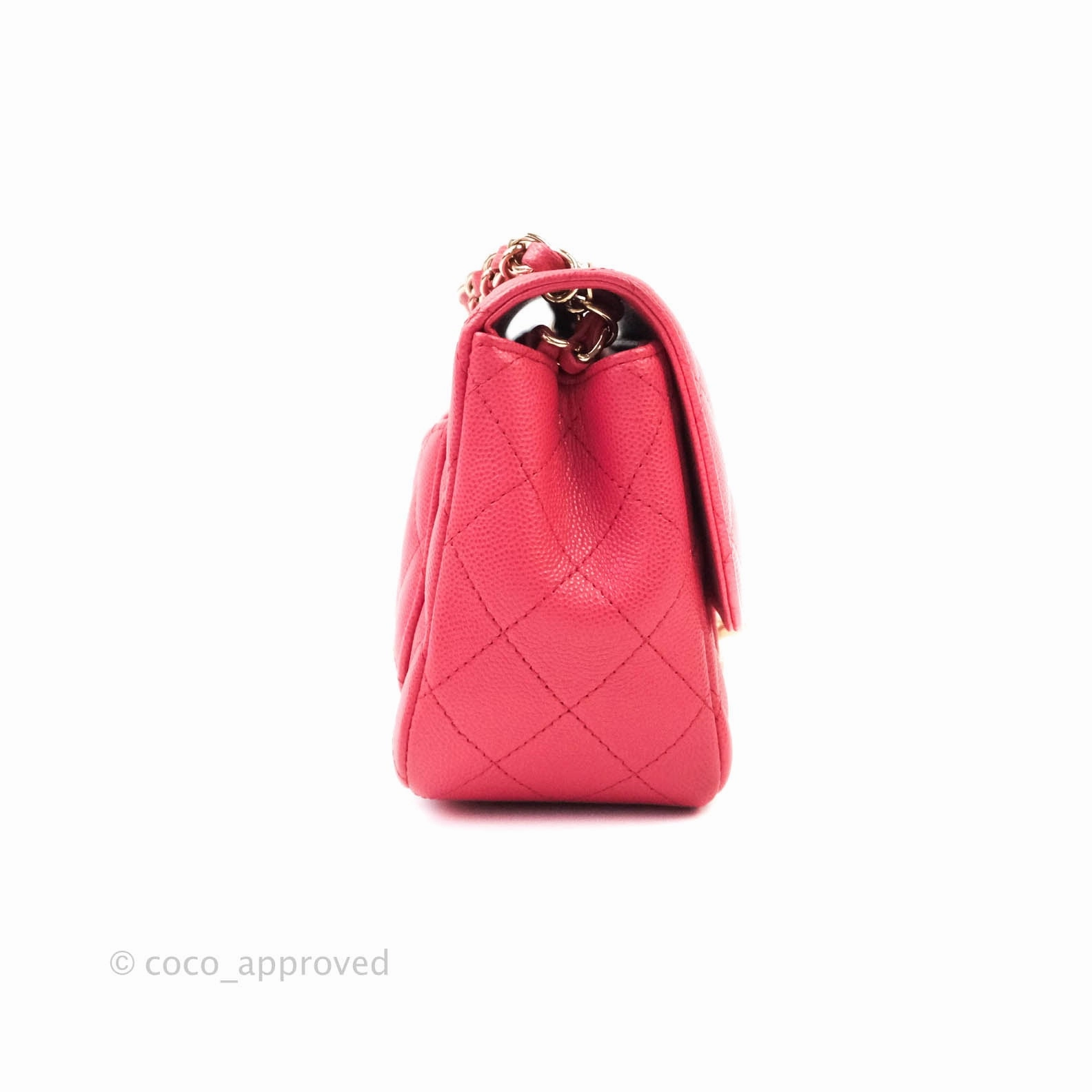 Chanel Quilted Mini Square Iridescent Pink Caviar Gold Hardware 17C