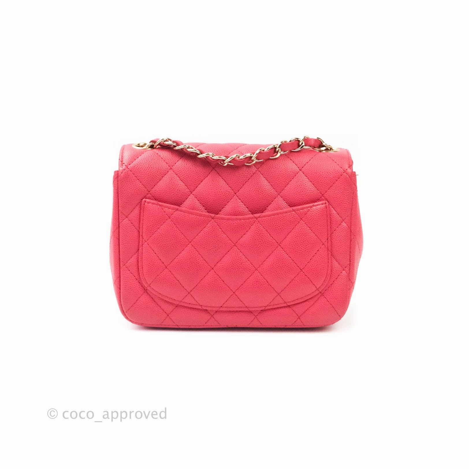 Chanel Quilted Mini Square Iridescent Pink Caviar Gold Hardware 17C