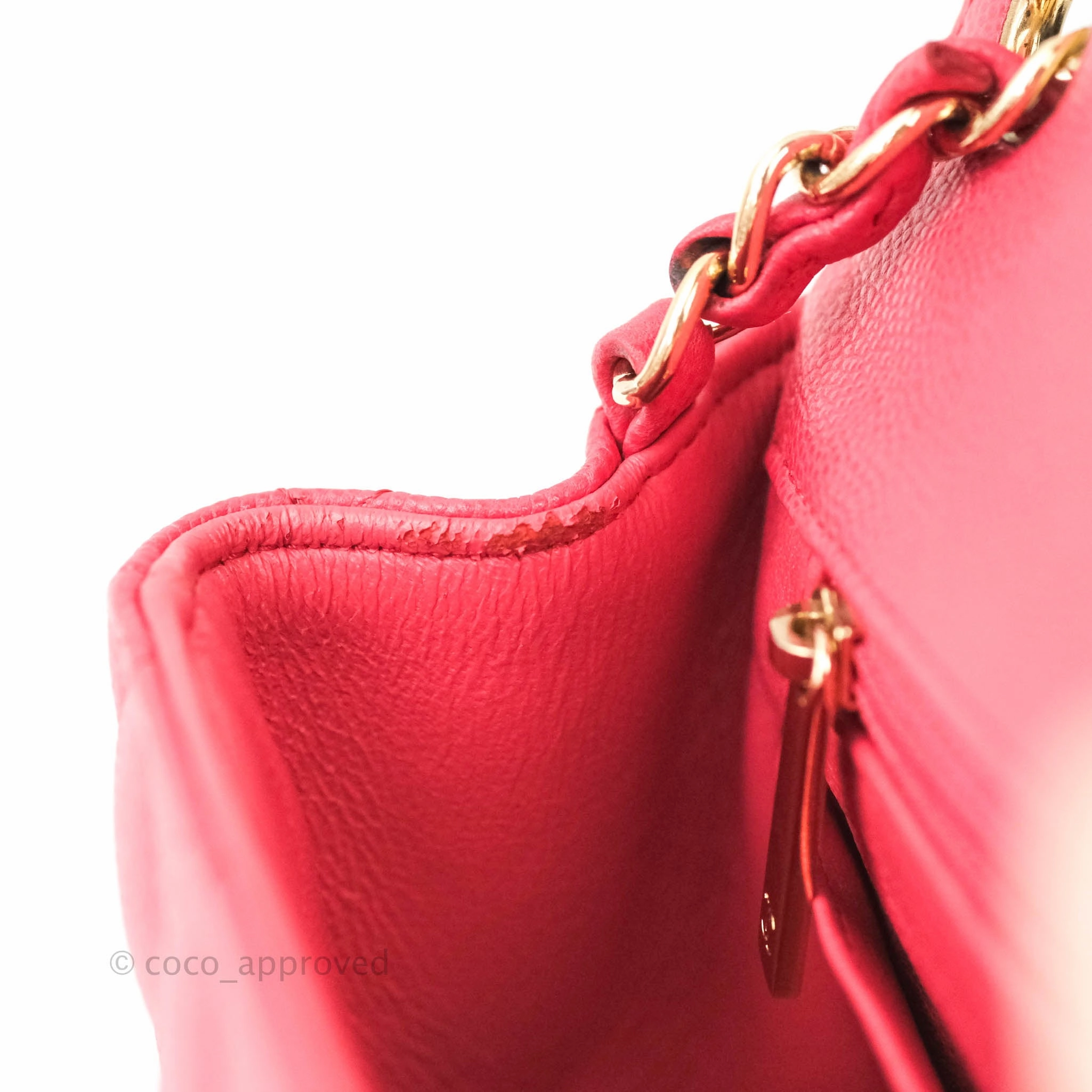 Chanel Quilted Mini Square Iridescent Pink Caviar Gold Hardware 17C