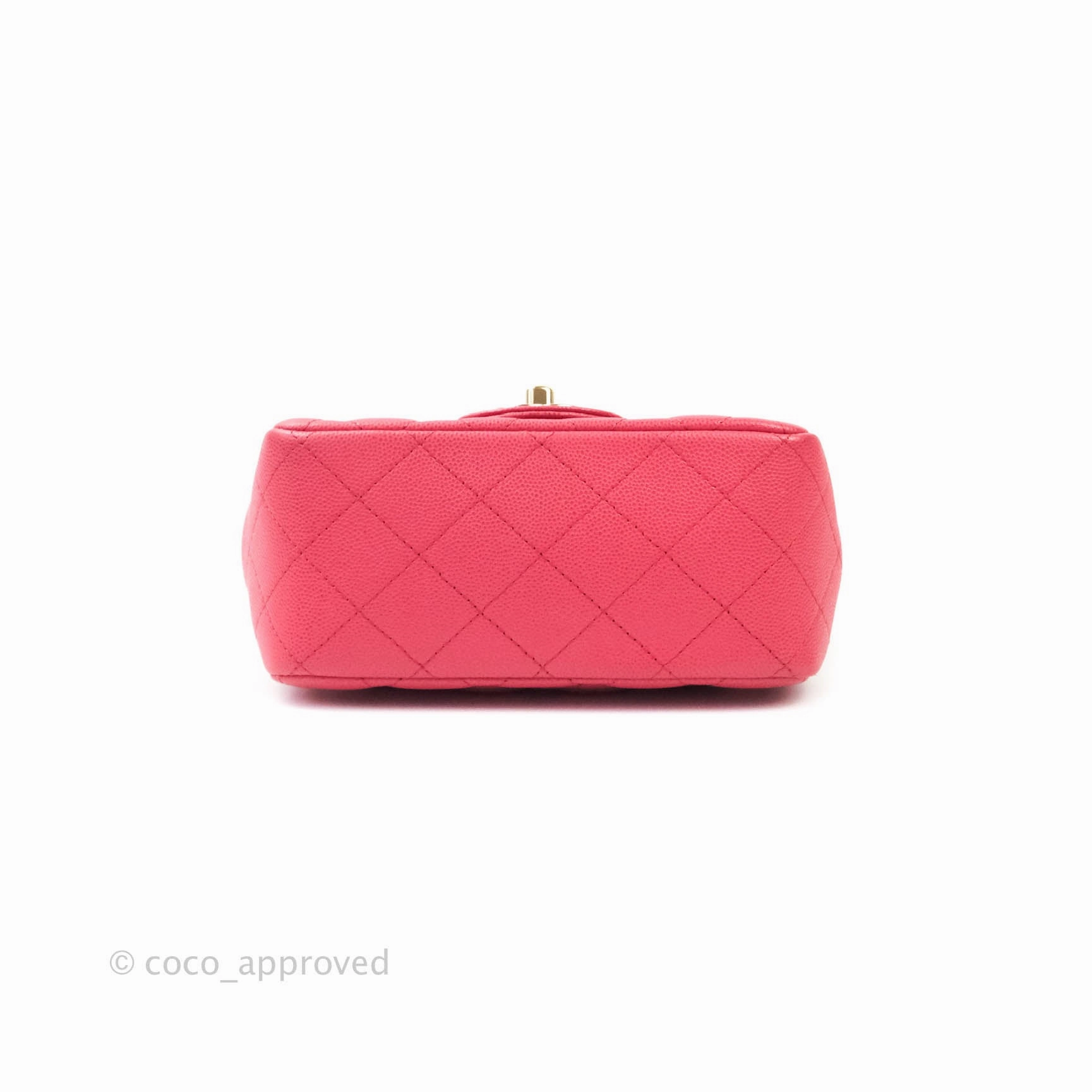 Chanel Quilted Mini Square Iridescent Pink Caviar Gold Hardware 17C