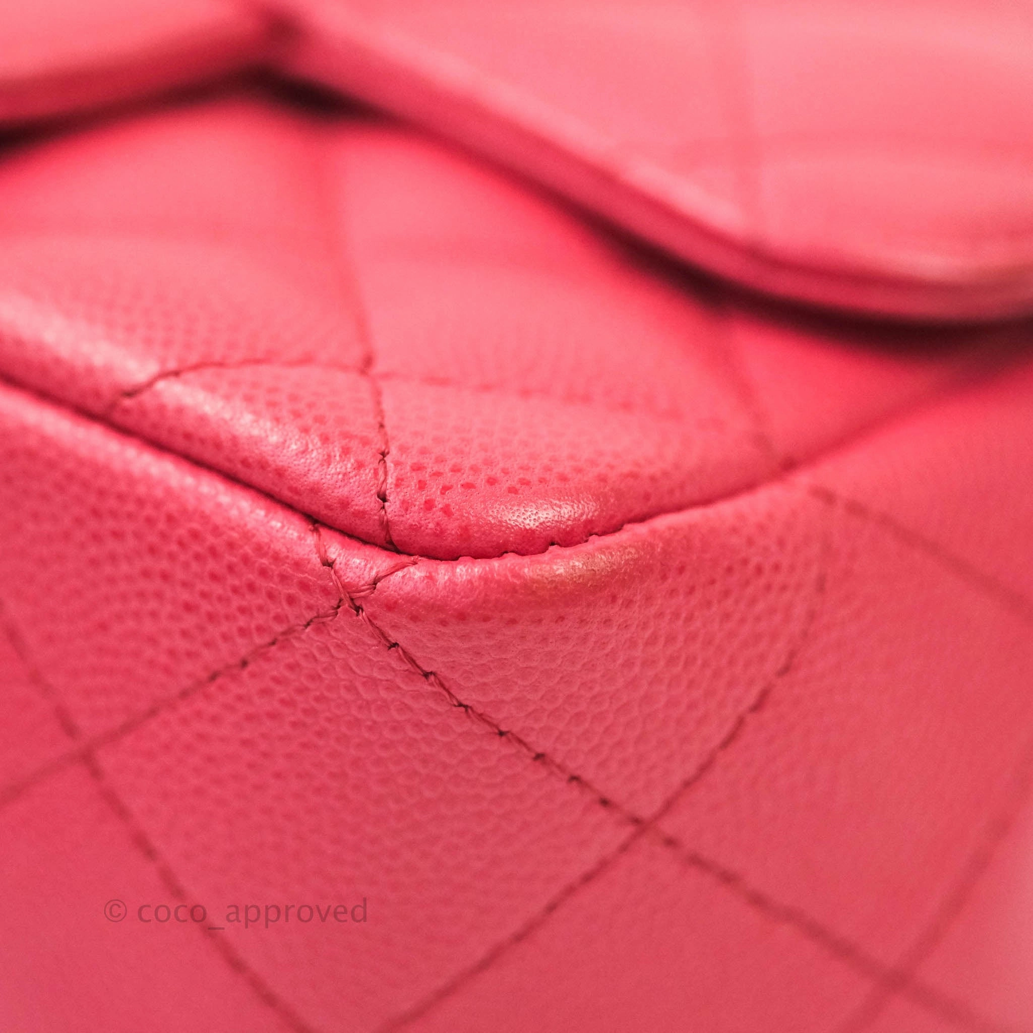 Chanel Quilted Mini Square Iridescent Pink Caviar Gold Hardware 17C