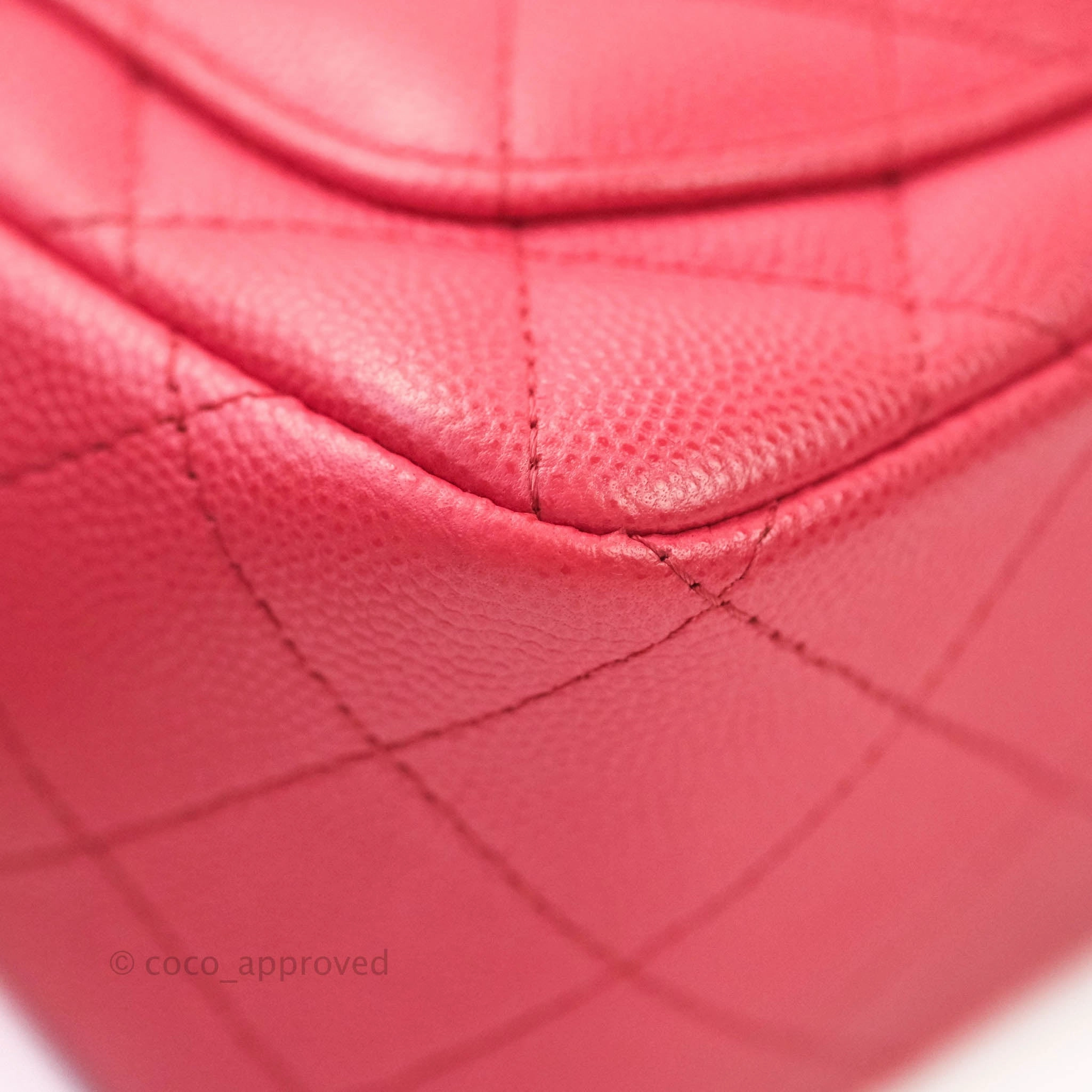 Chanel Quilted Mini Square Iridescent Pink Caviar Gold Hardware 17C