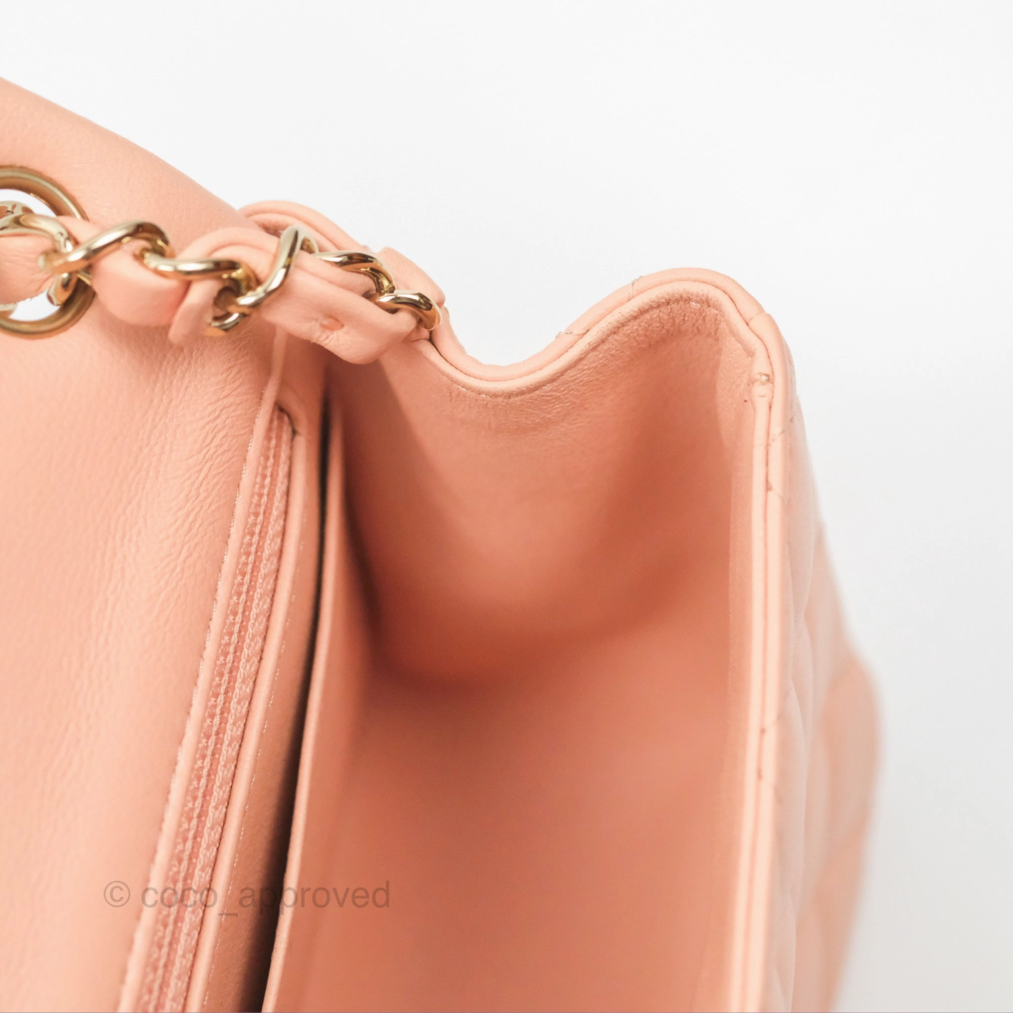 Chanel Quilted Mini Square Lambskin Light Beige Pink Gold Hardware
