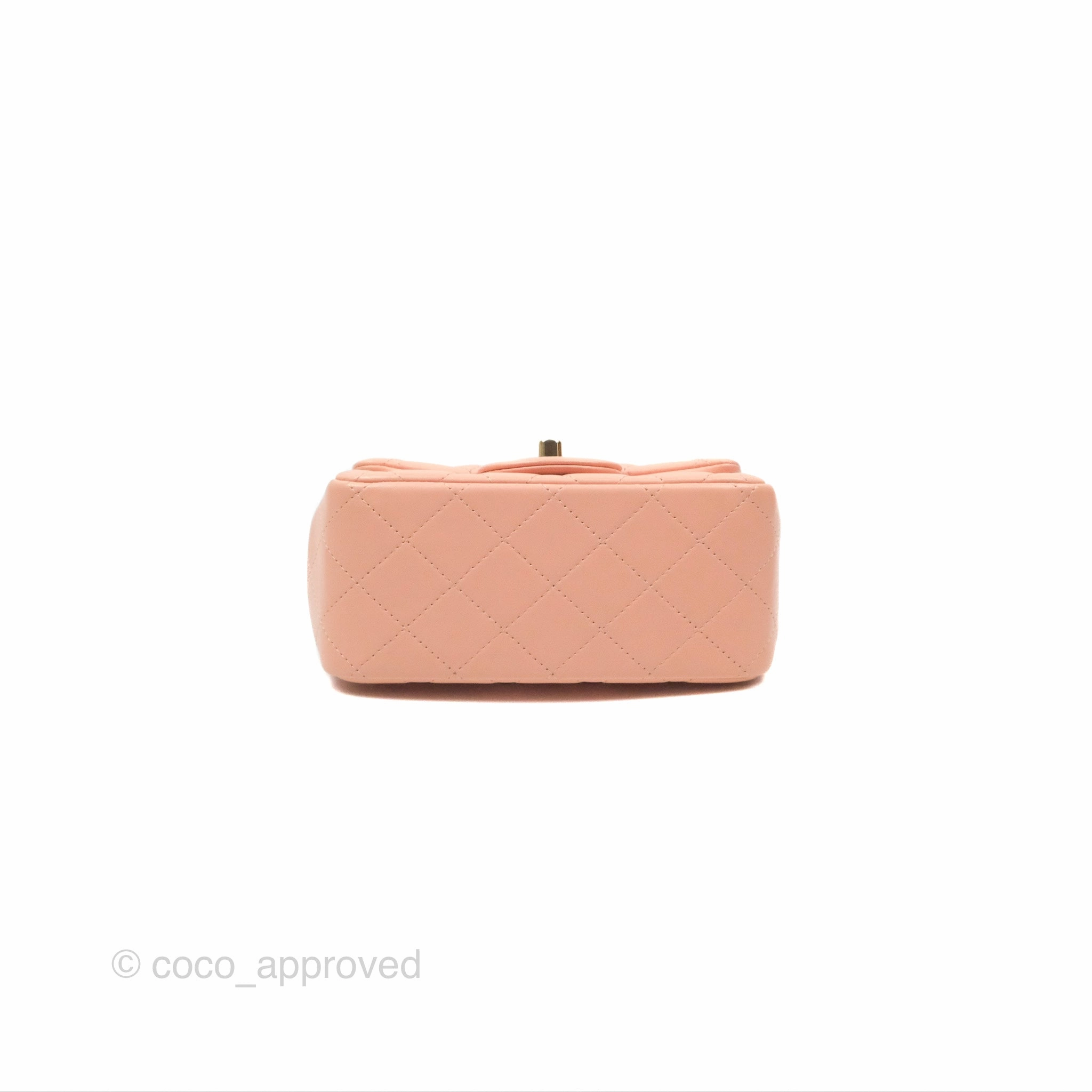 Chanel Quilted Mini Square Lambskin Light Beige Pink Gold Hardware