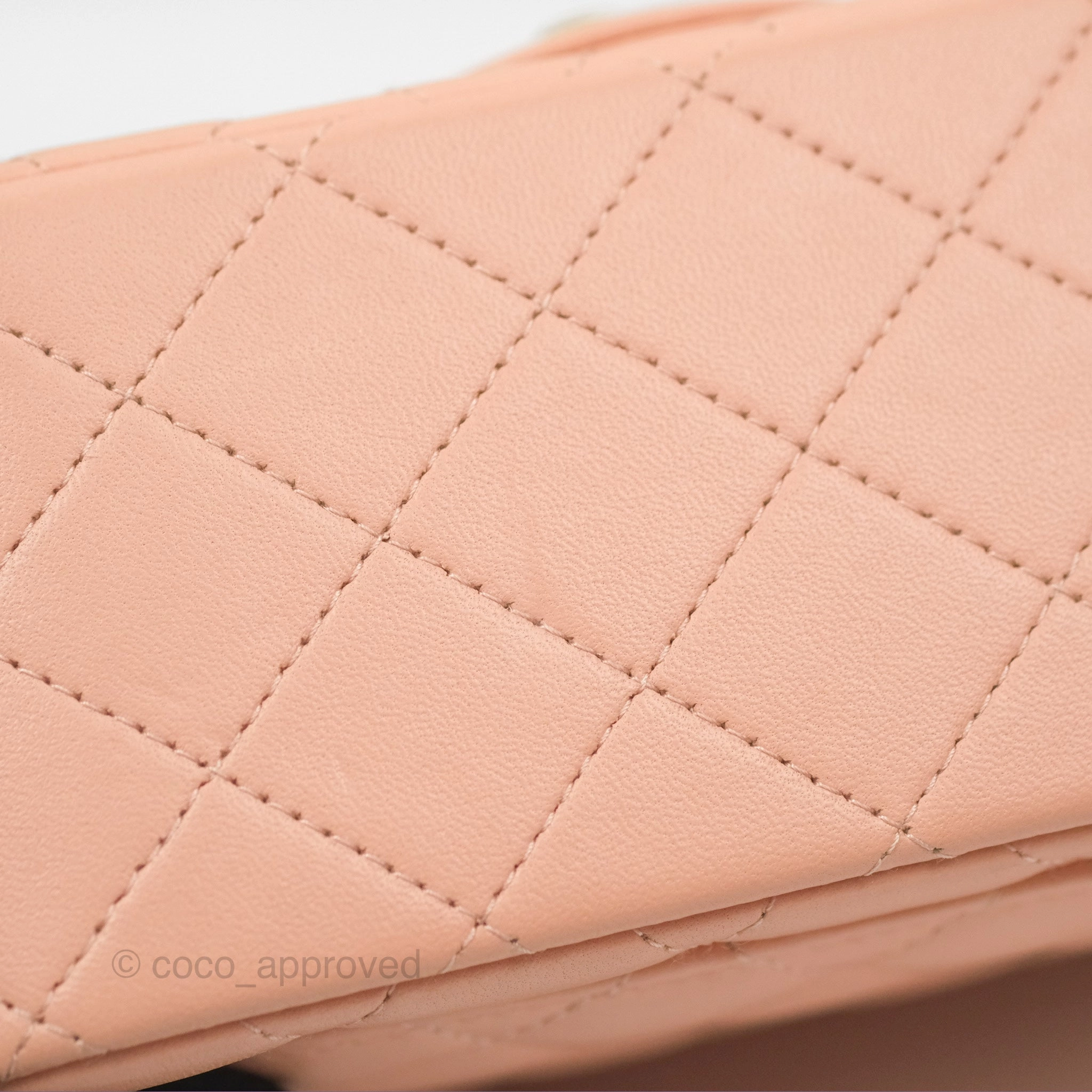 Chanel Quilted Mini Square Lambskin Light Beige Pink Gold Hardware