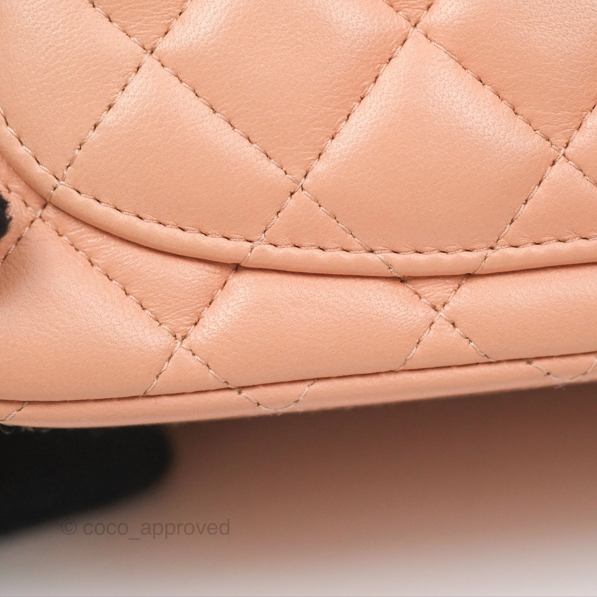 Chanel Quilted Mini Square Lambskin Light Beige Pink Gold Hardware