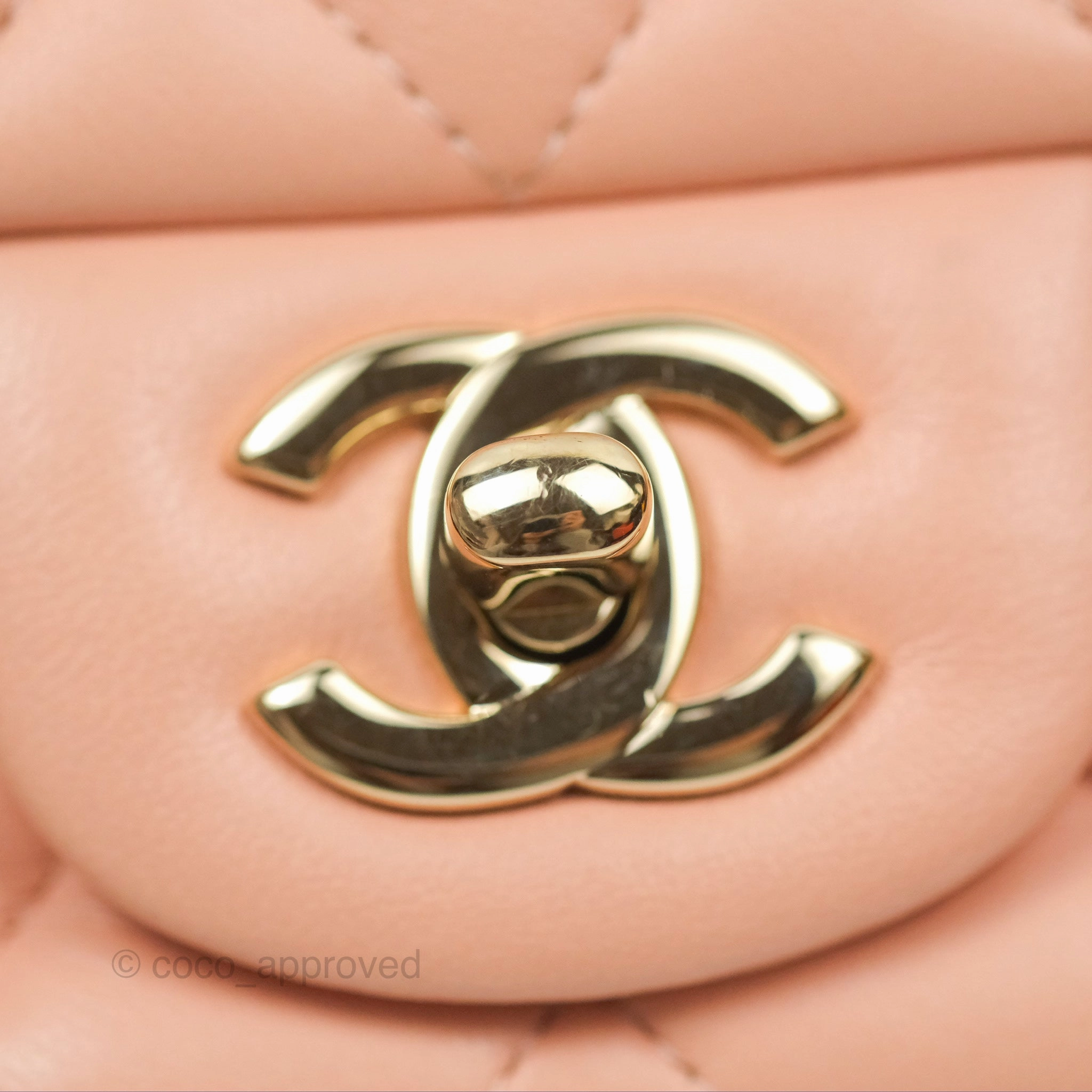Chanel Quilted Mini Square Lambskin Light Beige Pink Gold Hardware