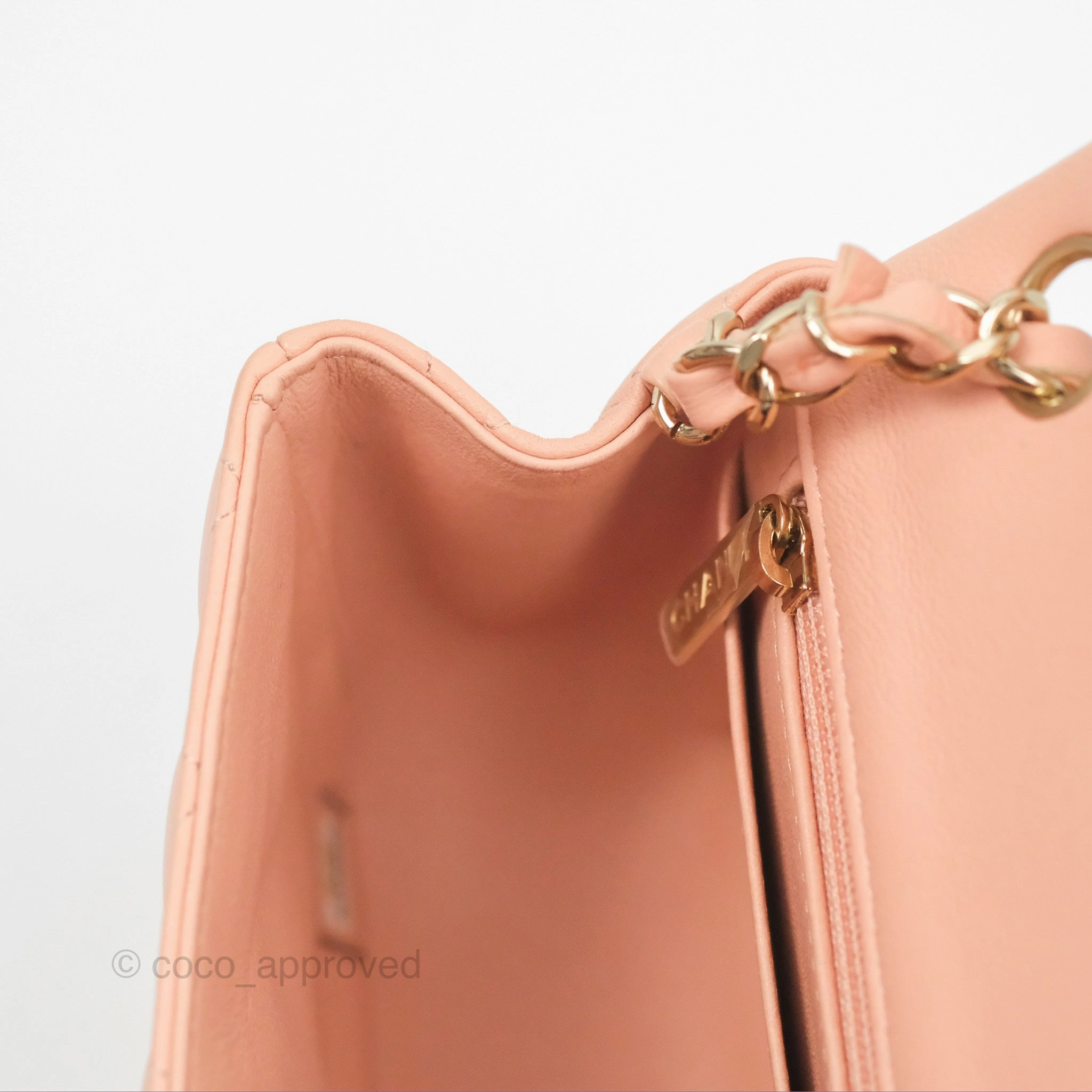 Chanel Quilted Mini Square Lambskin Light Beige Pink Gold Hardware