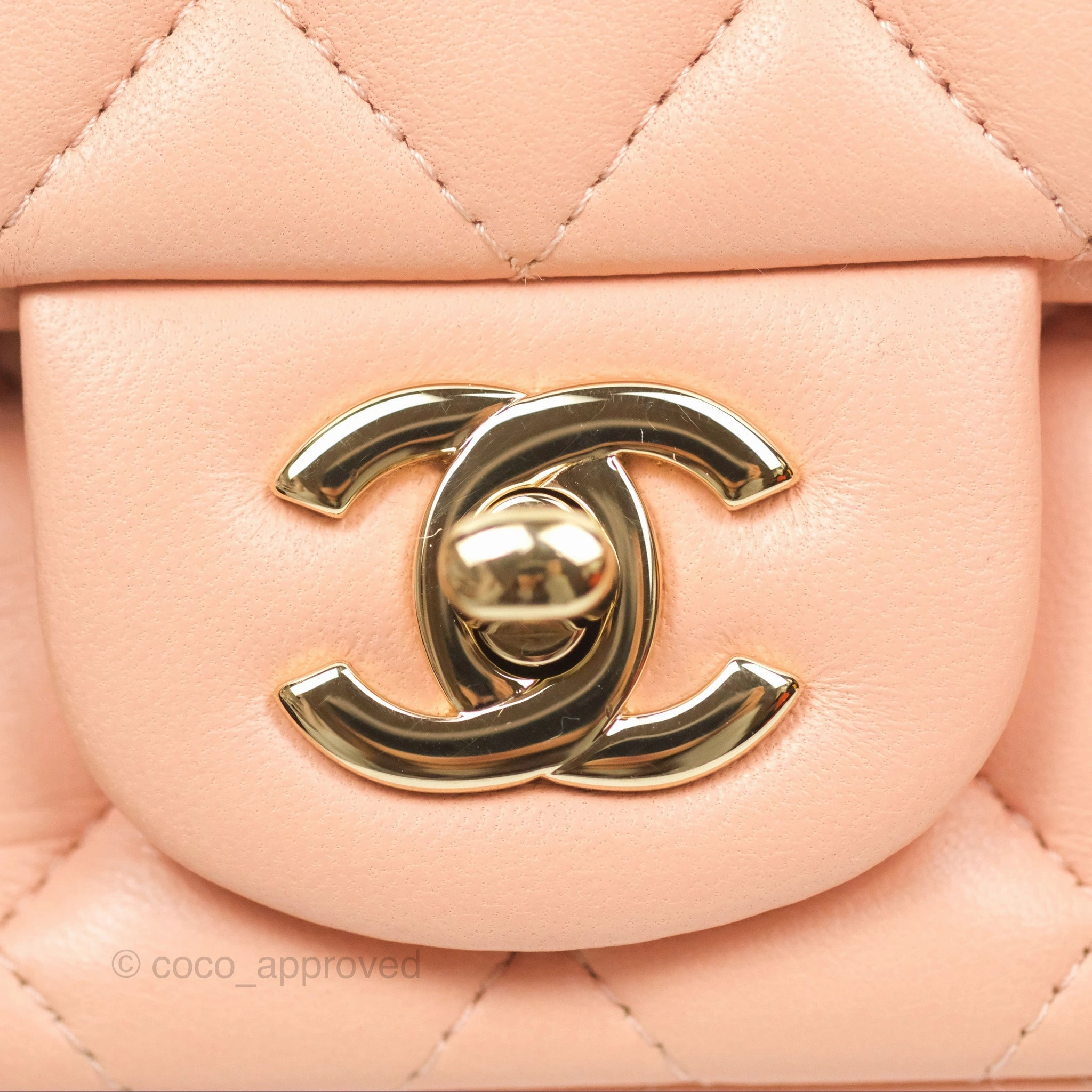 Chanel Quilted Mini Square Lambskin Light Beige Pink Gold Hardware
