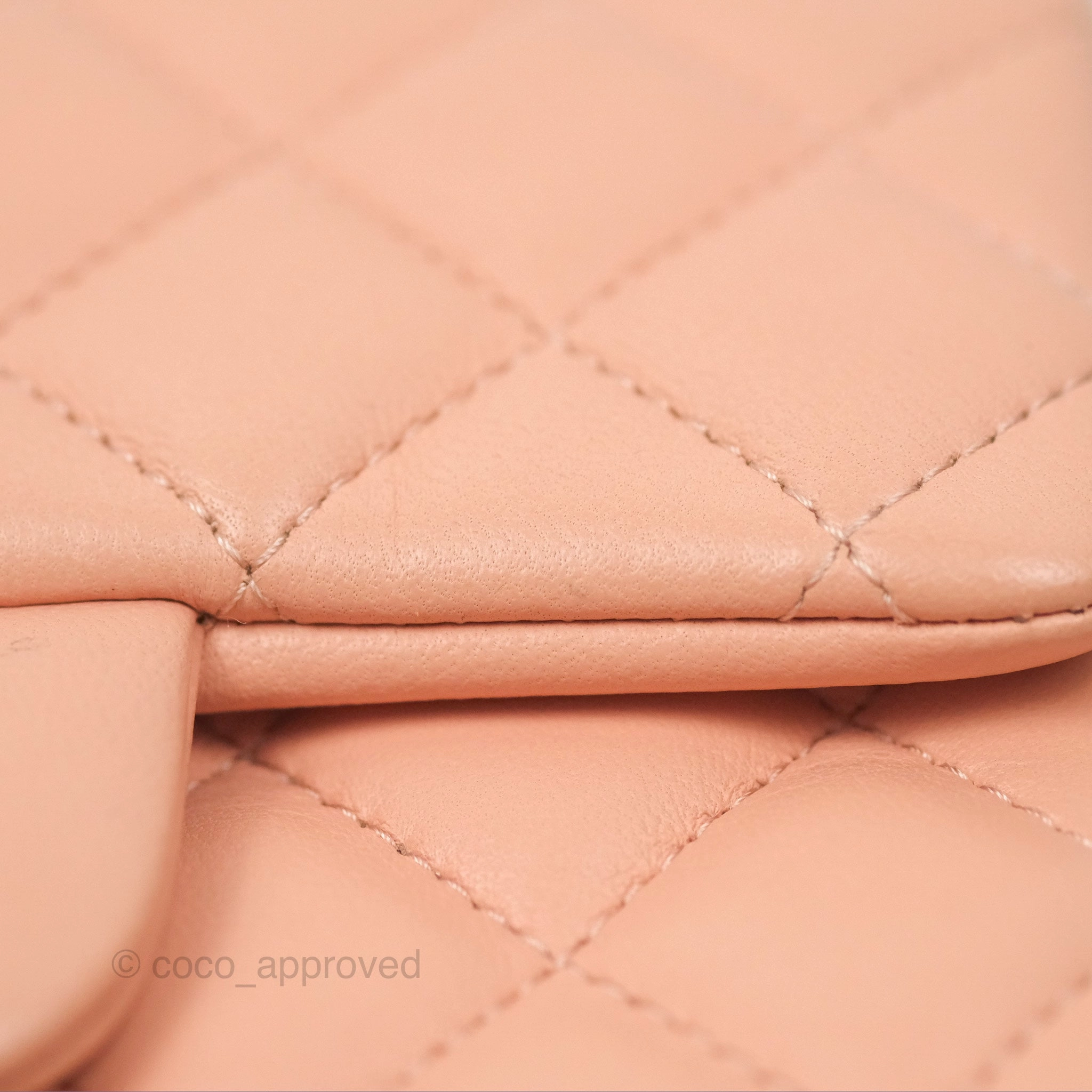 Chanel Quilted Mini Square Lambskin Light Beige Pink Gold Hardware