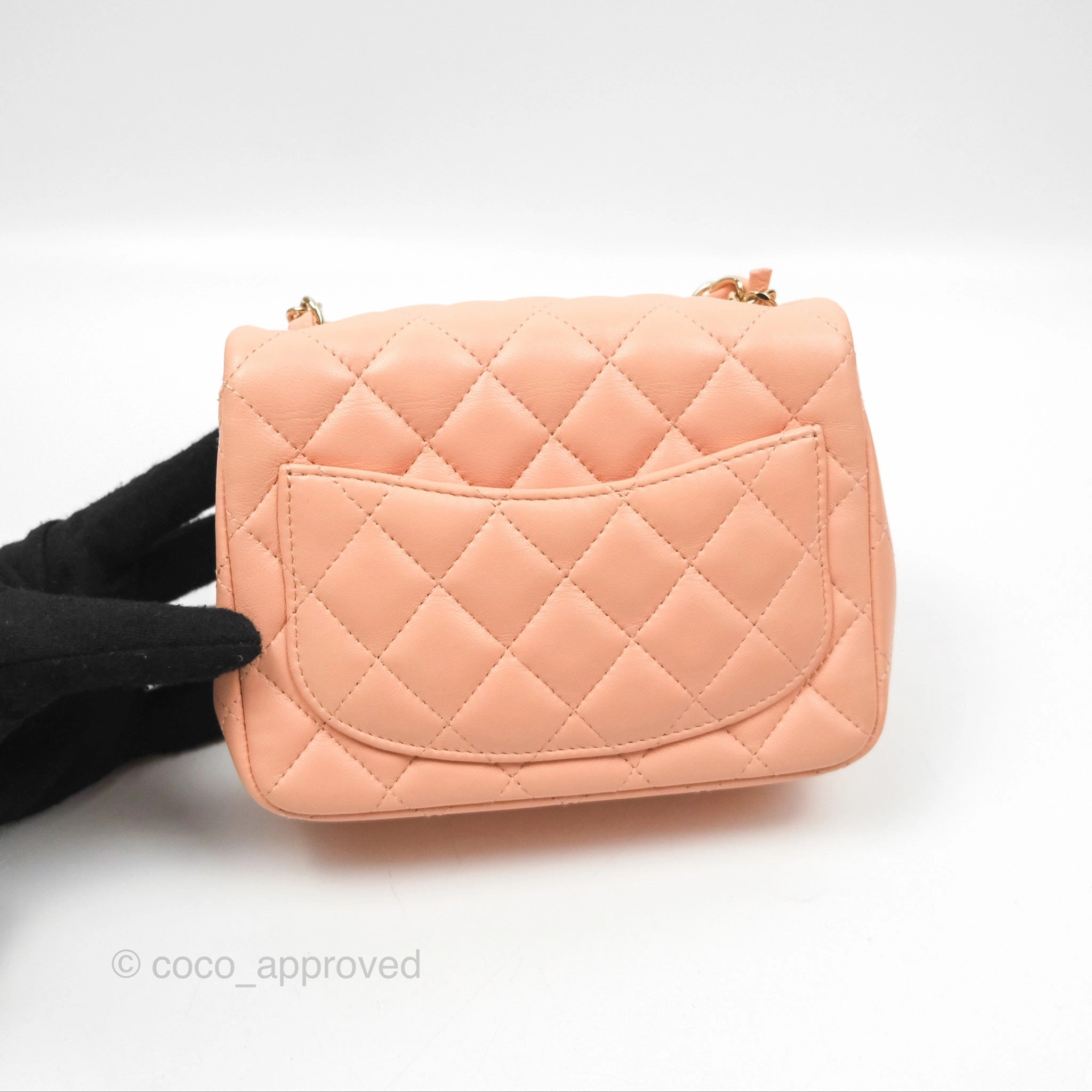Chanel Quilted Mini Square Lambskin Light Beige Pink Gold Hardware