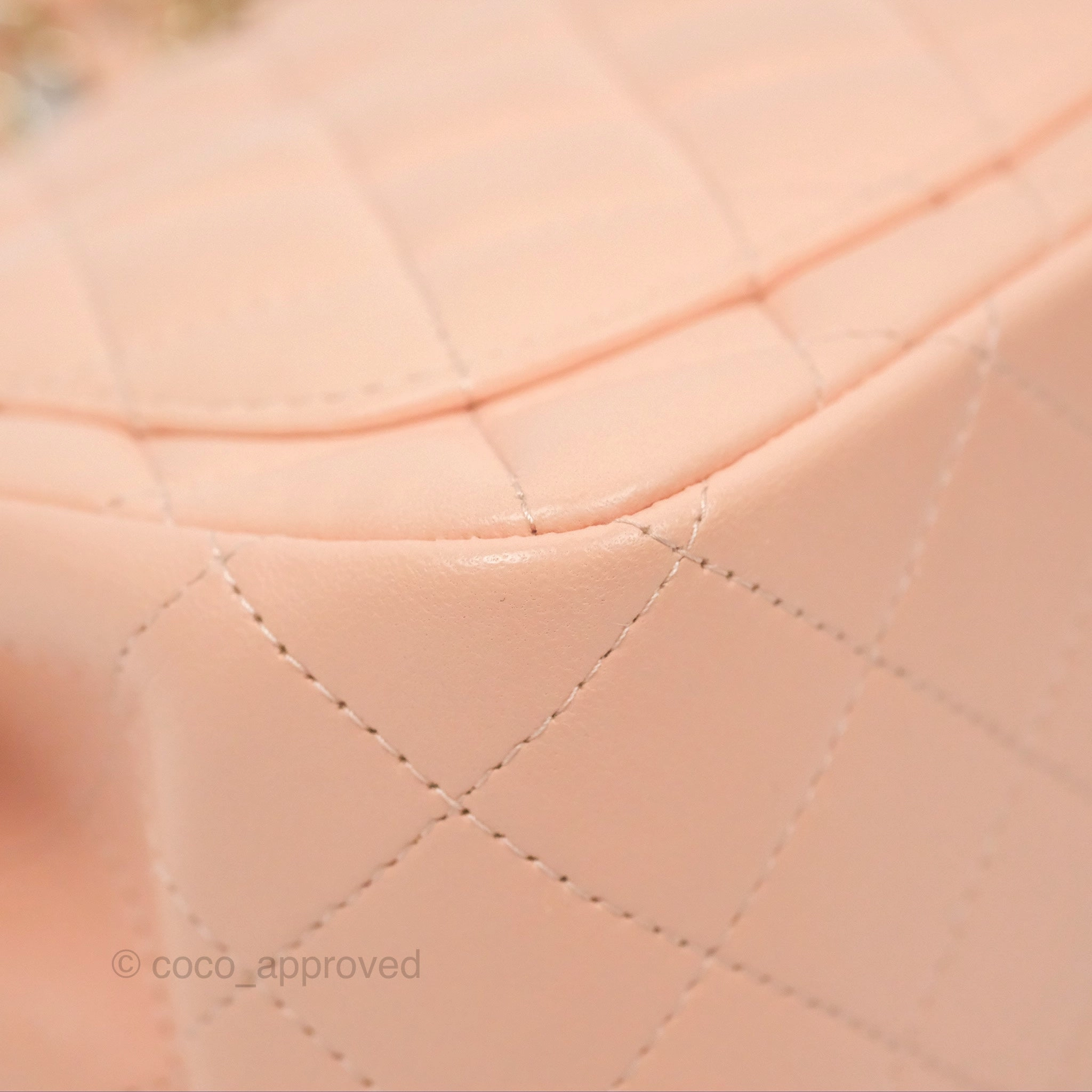 Chanel Quilted Mini Square Lambskin Light Beige Pink Gold Hardware