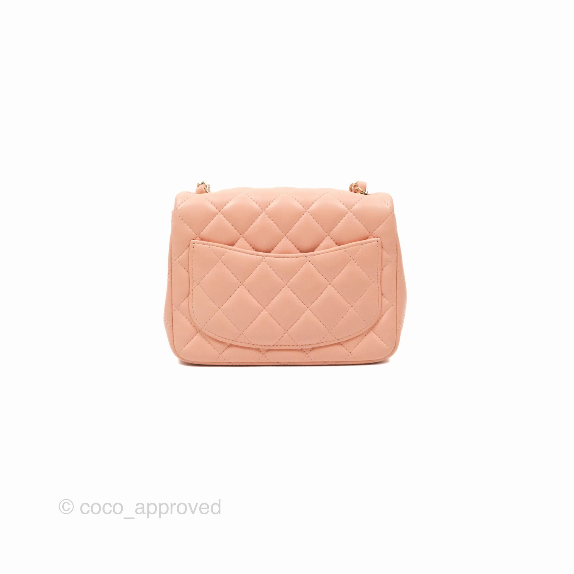 Chanel Quilted Mini Square Lambskin Light Beige Pink Gold Hardware