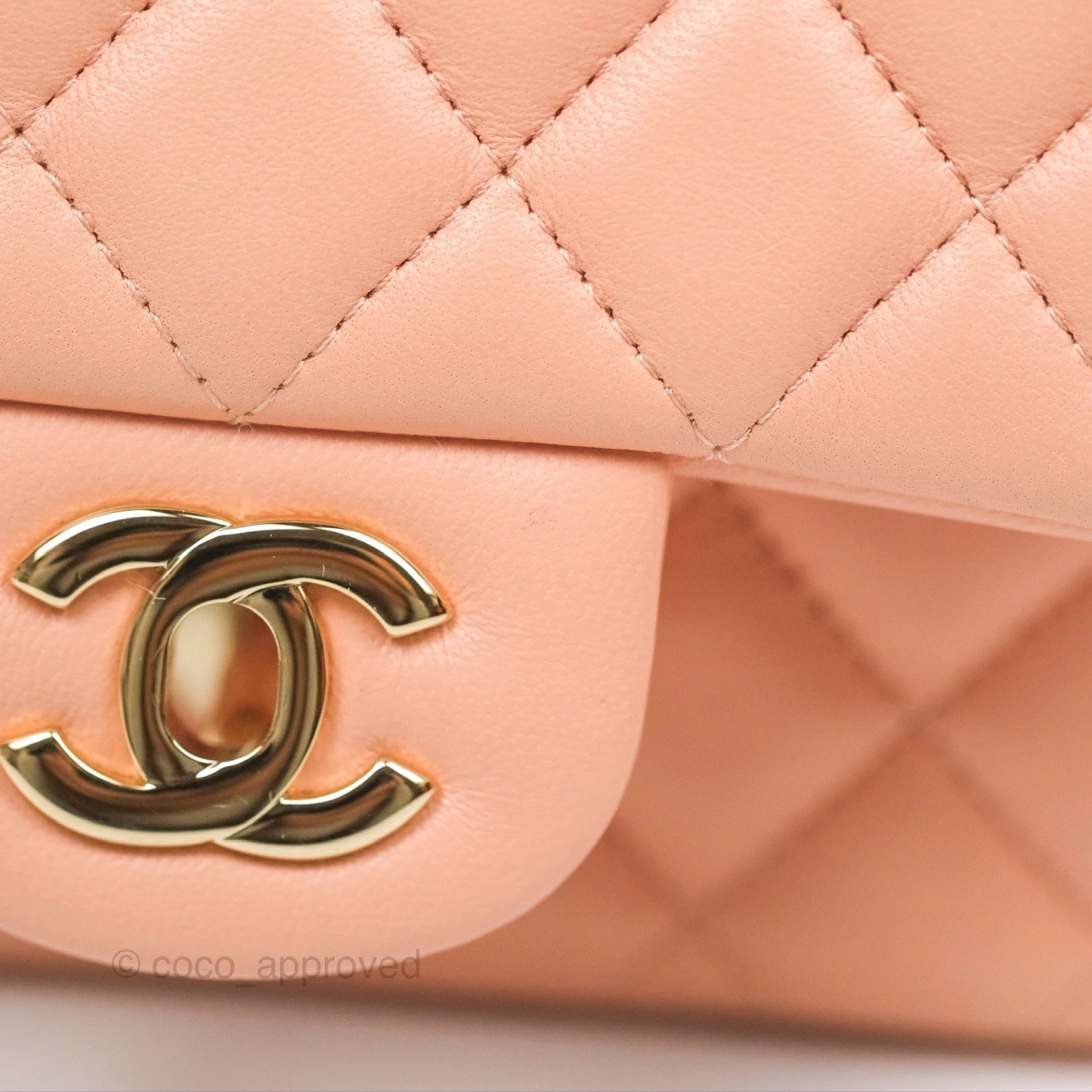 Chanel Quilted Mini Square Lambskin Light Beige Pink Gold Hardware