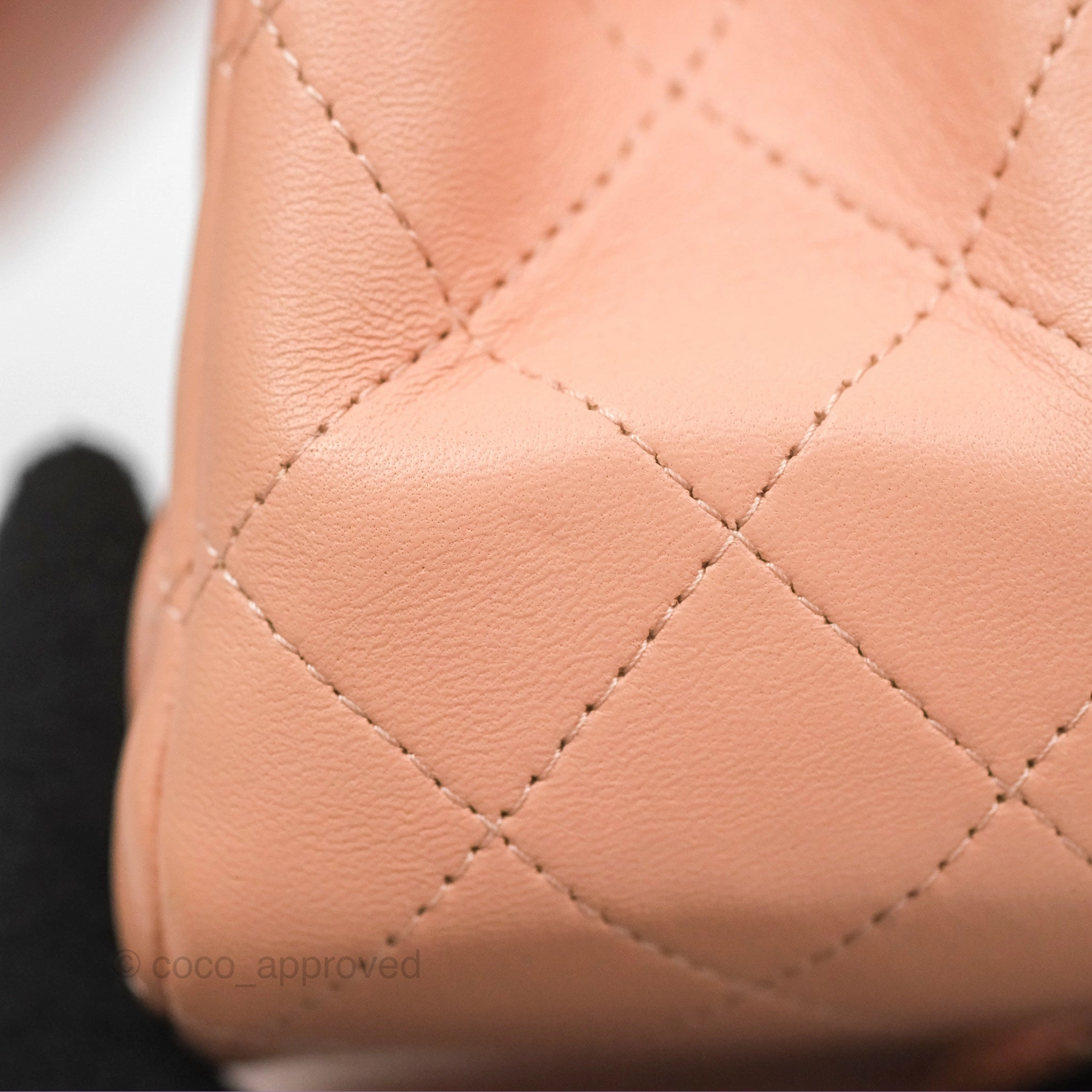 Chanel Quilted Mini Square Lambskin Light Beige Pink Gold Hardware