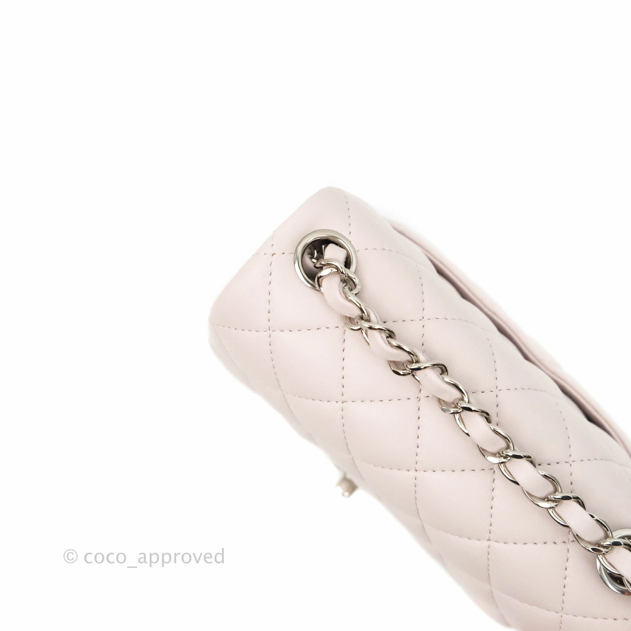 Chanel Quilted Mini Square Light Lilac Pink Lambskin Silver Hardware
