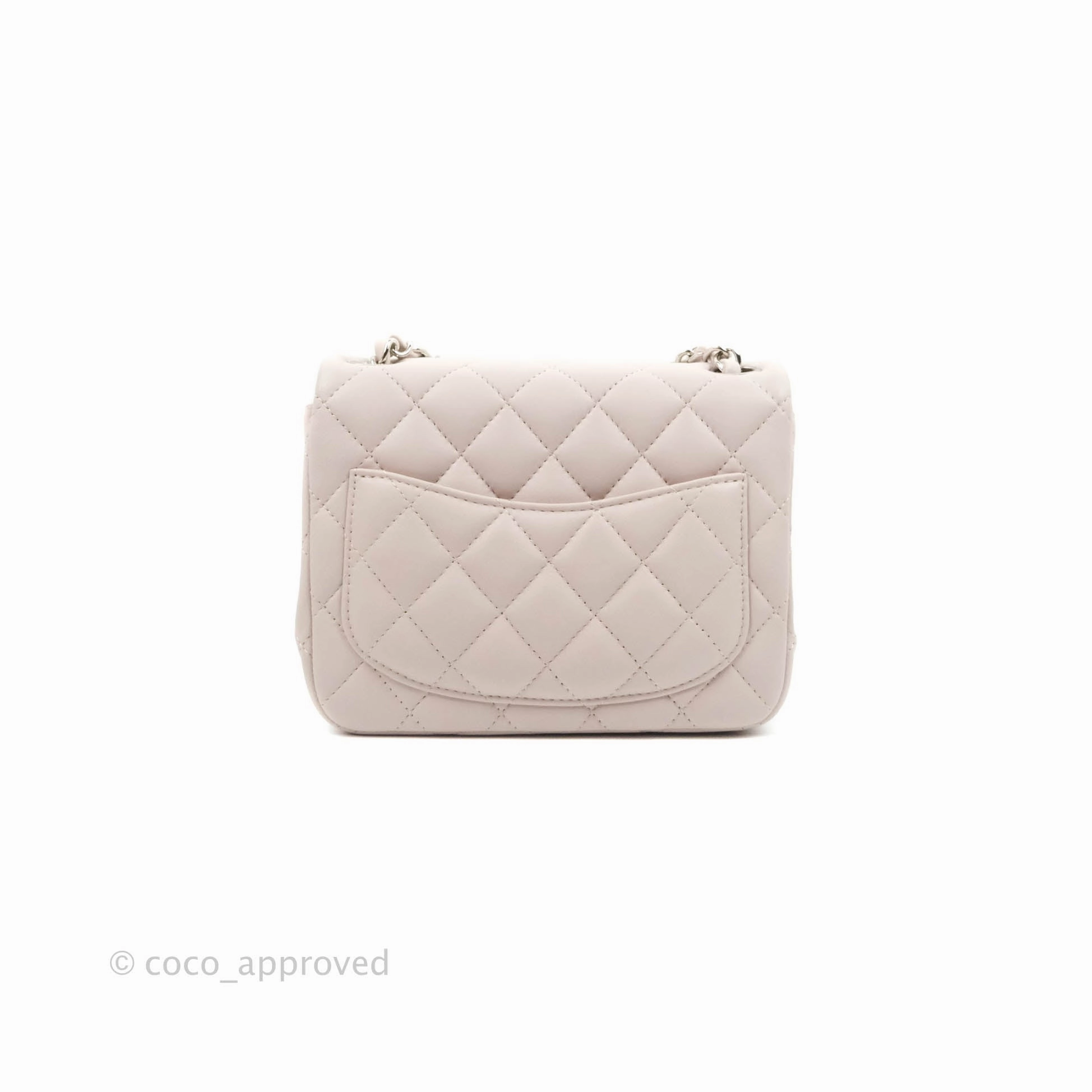 Chanel Quilted Mini Square Light Lilac Pink Lambskin Silver Hardware