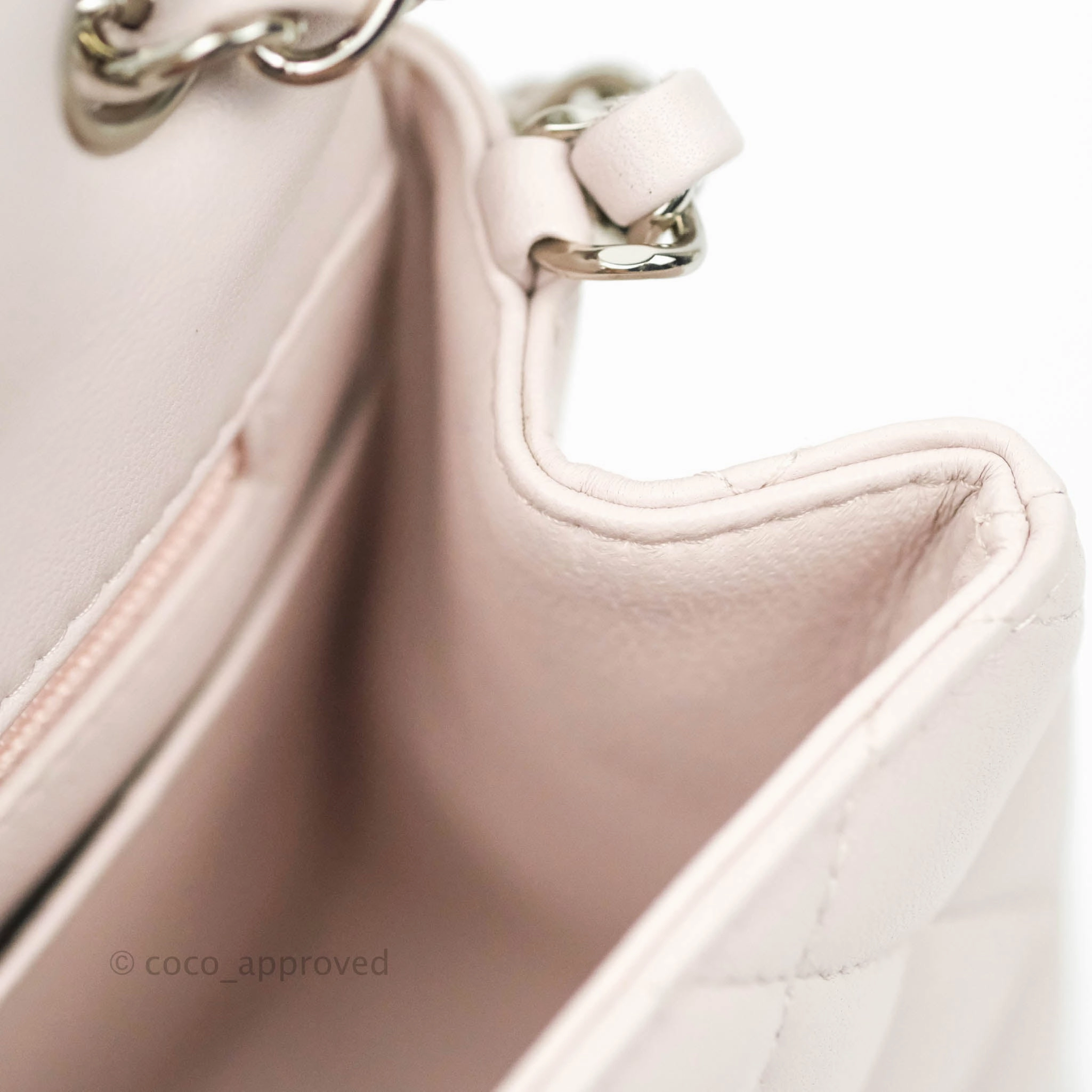 Chanel Quilted Mini Square Light Lilac Pink Lambskin Silver Hardware