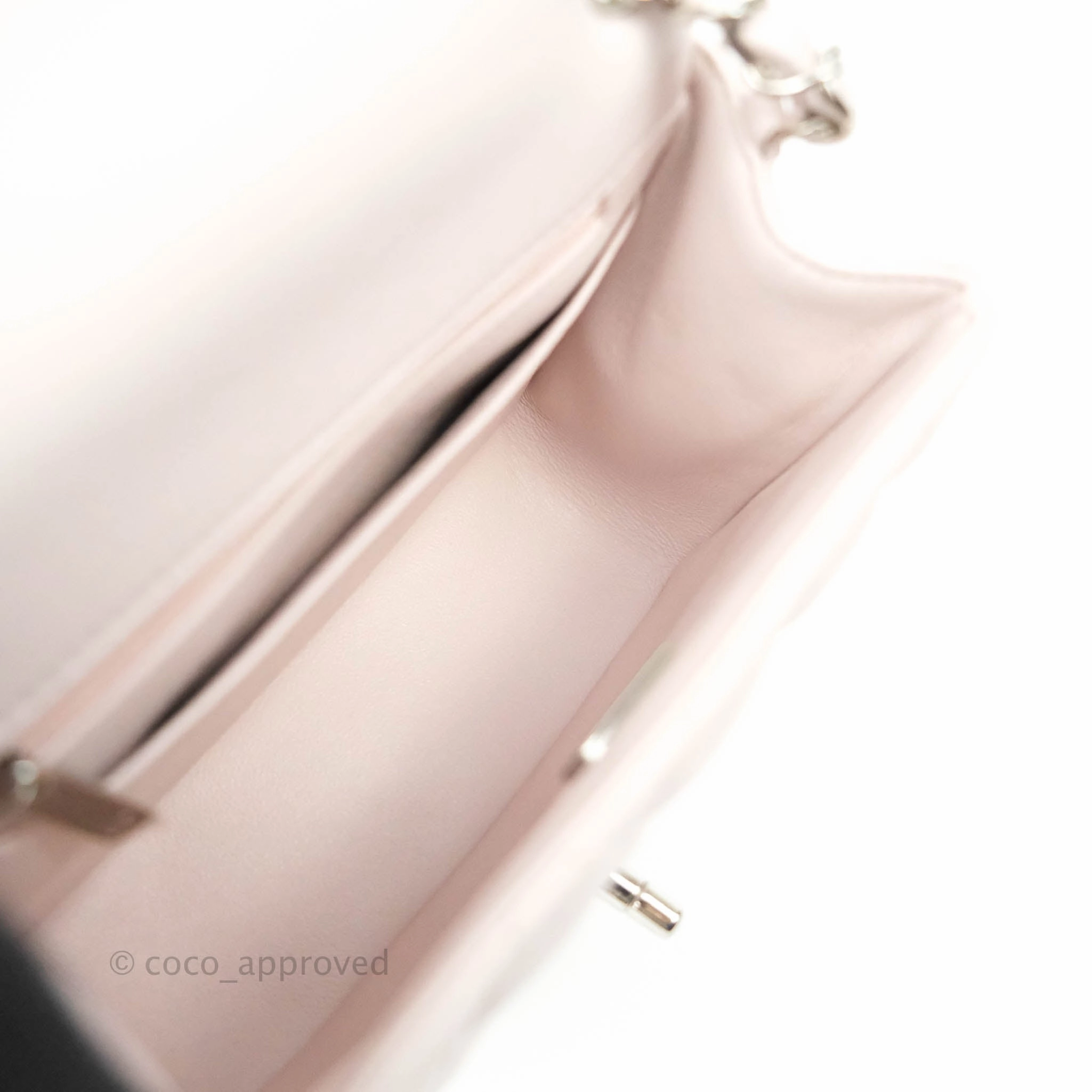 Chanel Quilted Mini Square Light Lilac Pink Lambskin Silver Hardware