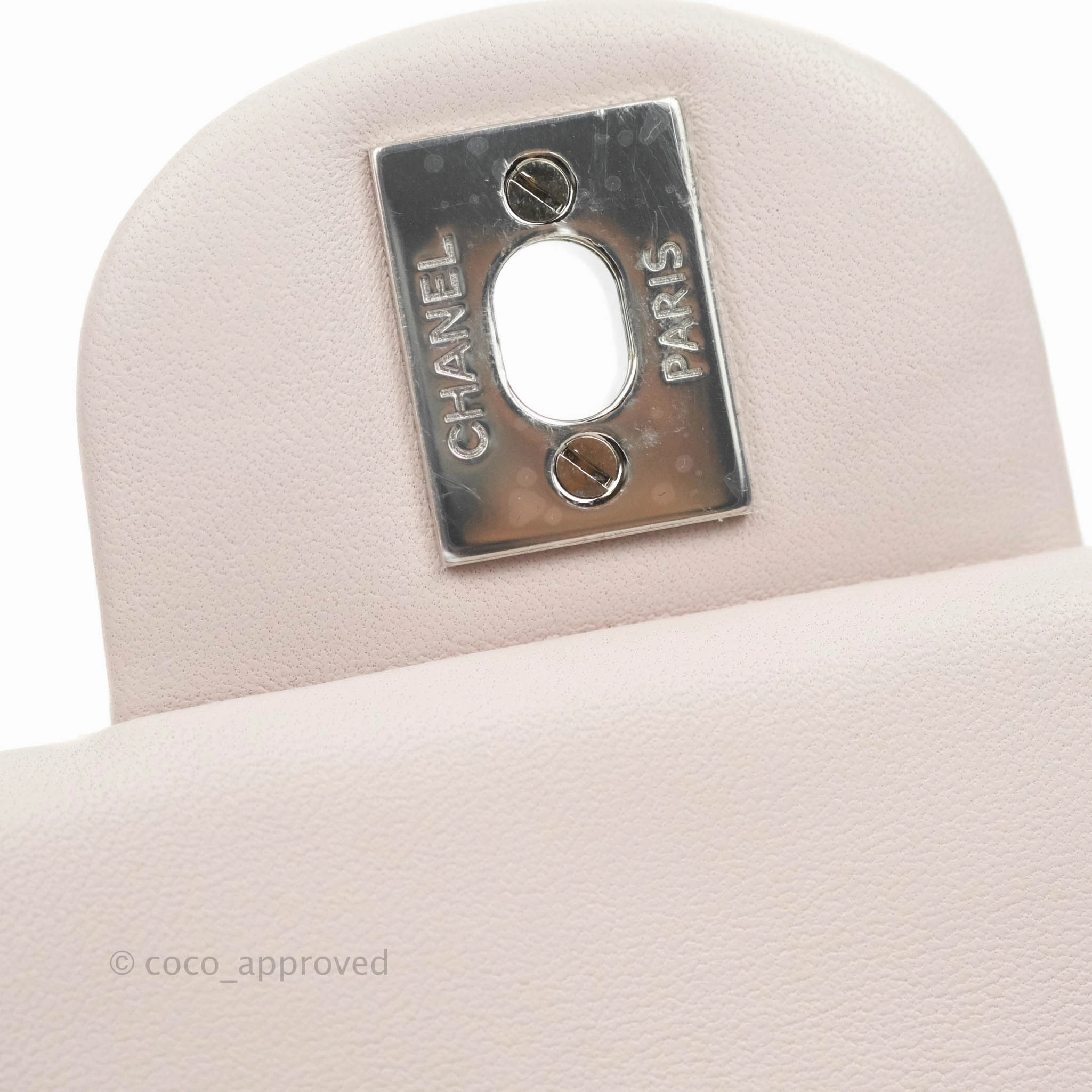 Chanel Quilted Mini Square Light Lilac Pink Lambskin Silver Hardware
