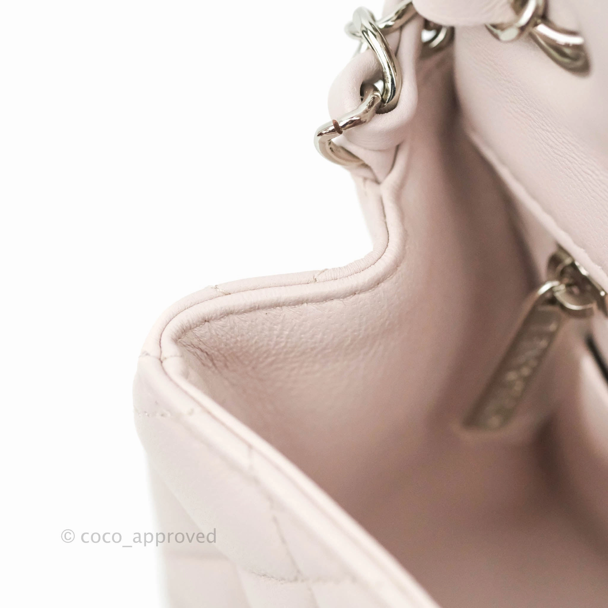Chanel Quilted Mini Square Light Lilac Pink Lambskin Silver Hardware