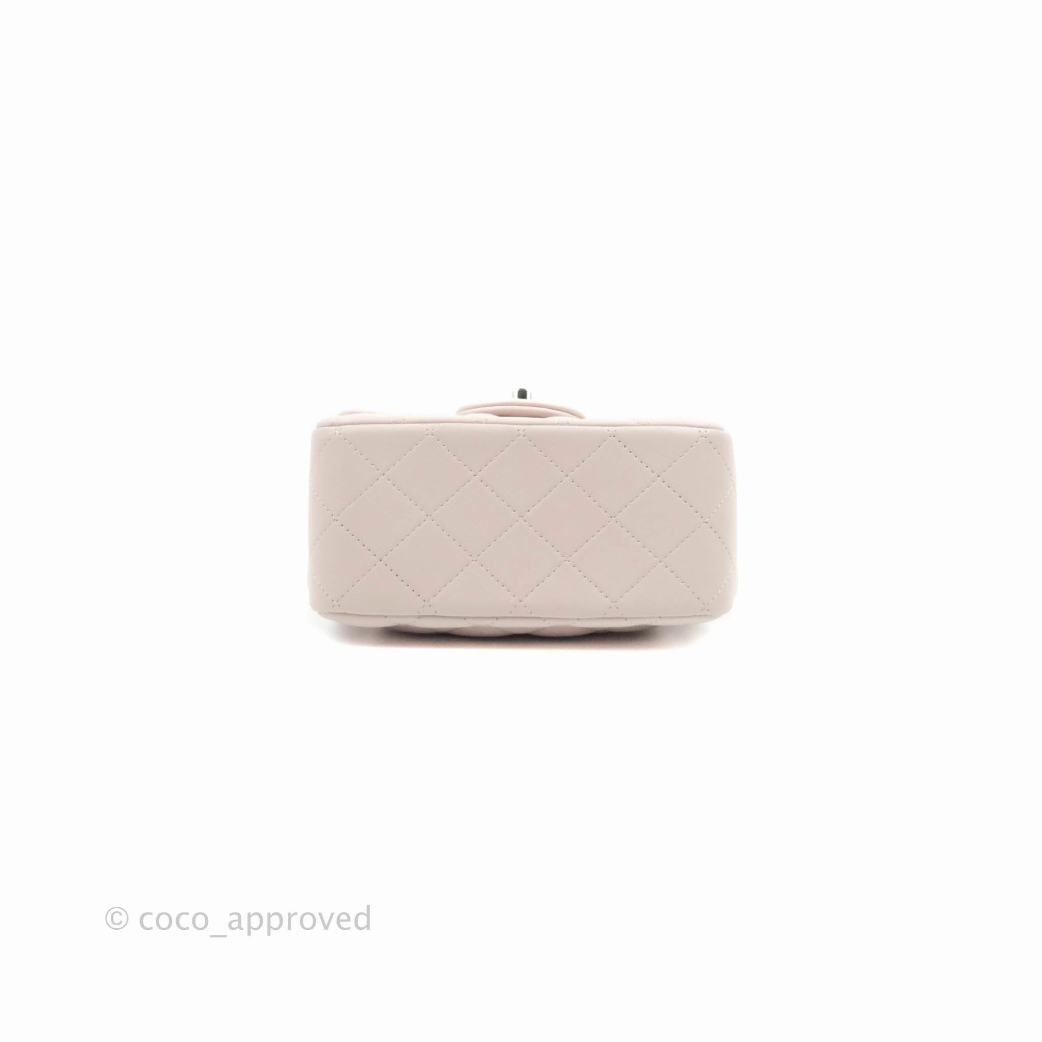 Chanel Quilted Mini Square Light Lilac Pink Lambskin Silver Hardware