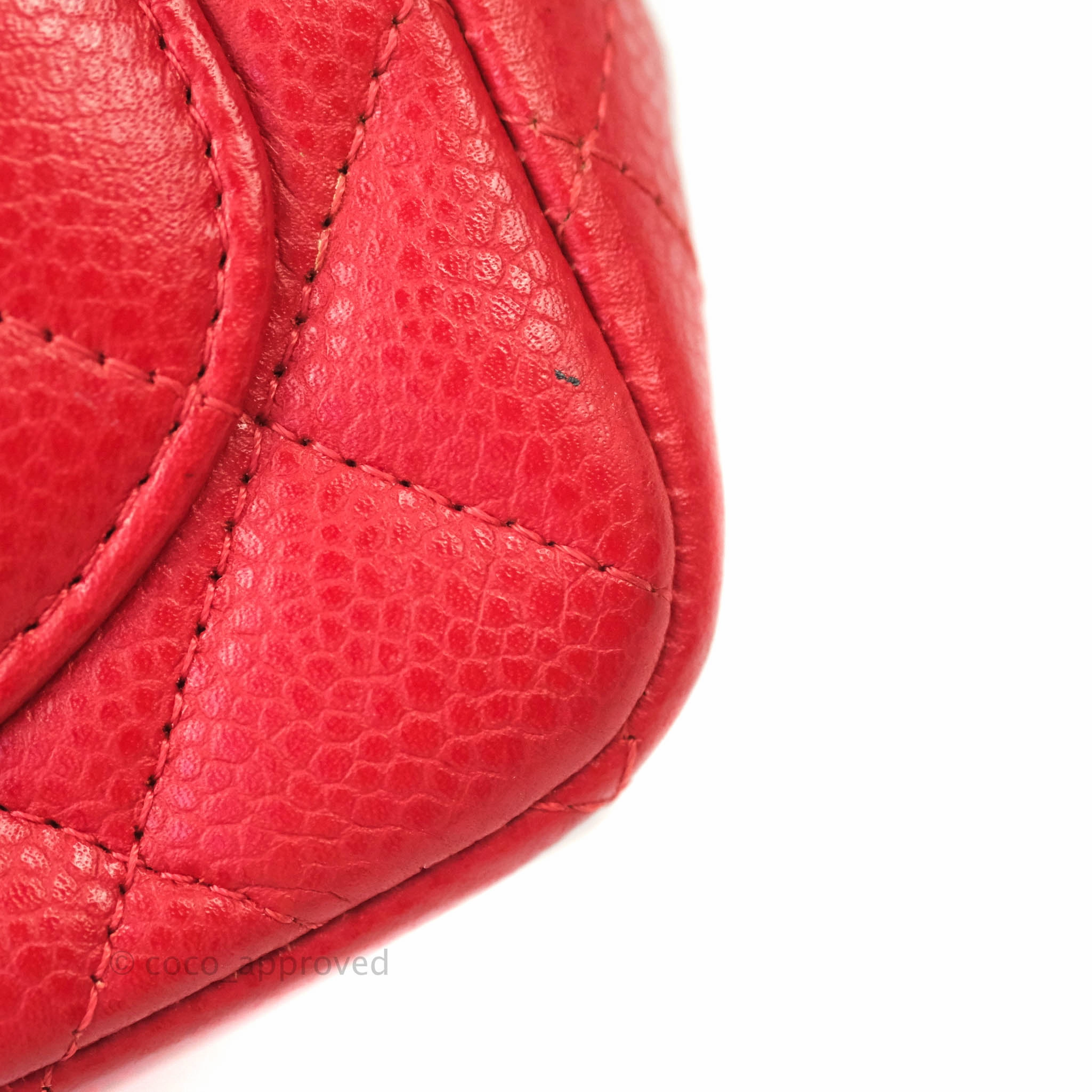 Chanel Quilted Mini Square Red Caviar Silver Hardware