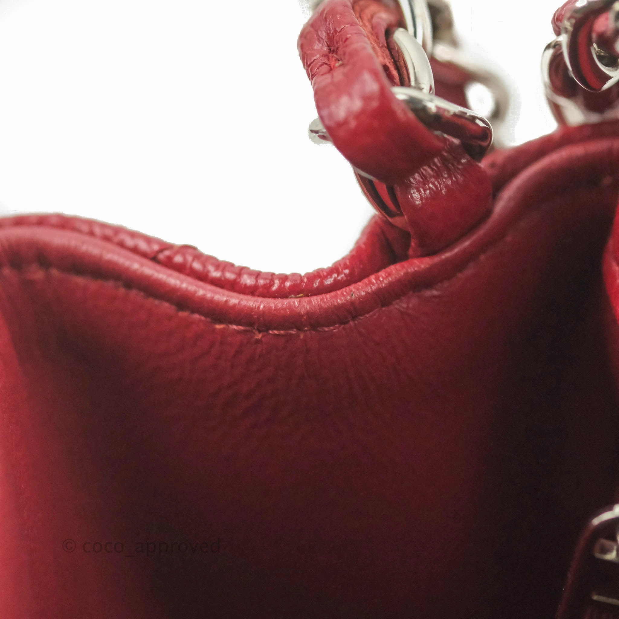 Chanel Quilted Mini Square Red Caviar Silver Hardware 17B