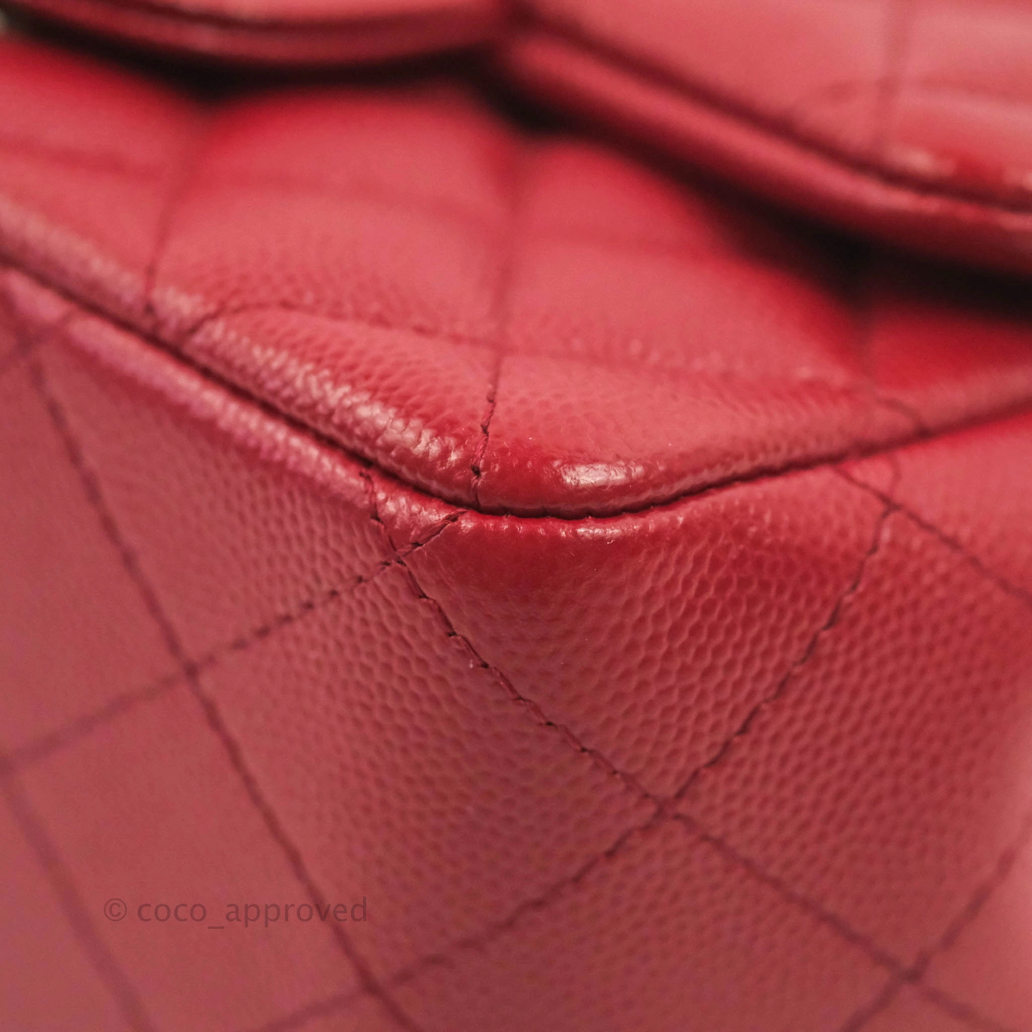 Chanel Quilted Mini Square Red Caviar Silver Hardware 17B