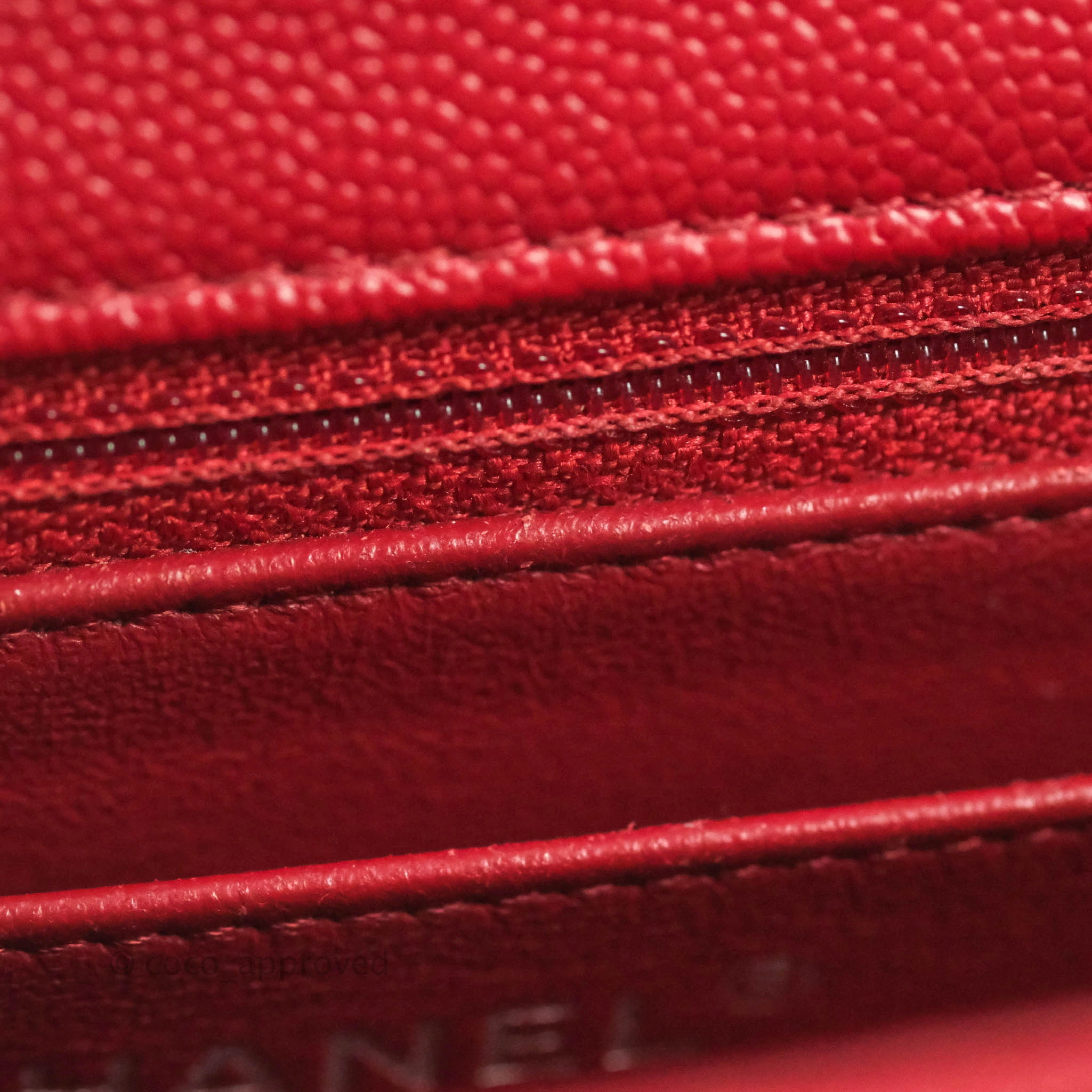 Chanel Quilted Mini Square Red Caviar Silver Hardware 17B