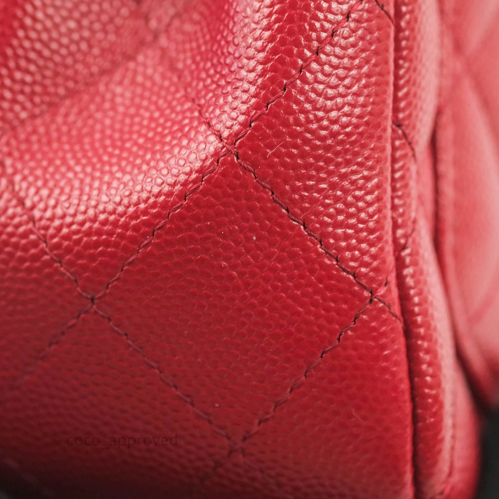 Chanel Quilted Mini Square Red Caviar Silver Hardware 17B